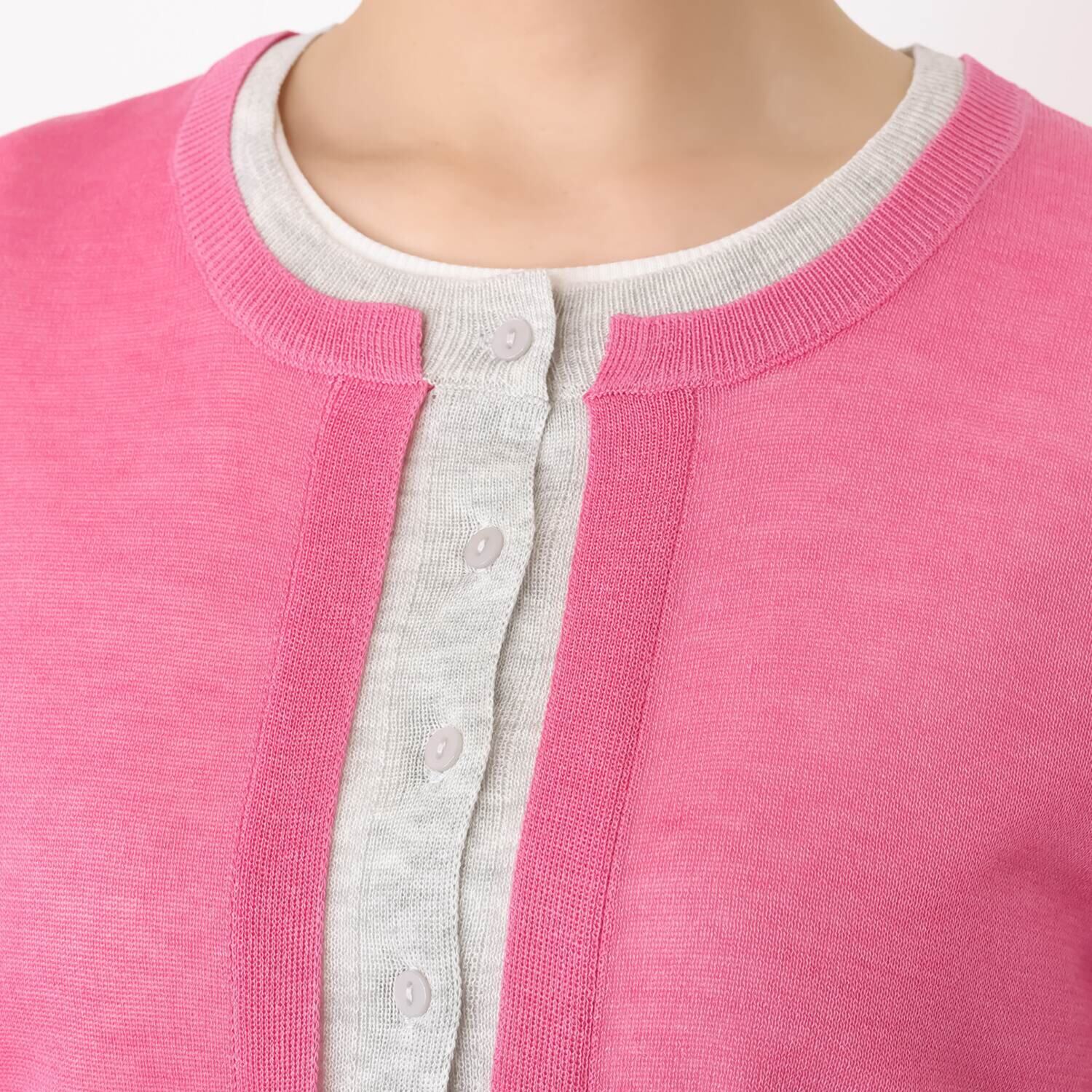 スタイル・ラヴィー バイカラー 重ね着風 着回し自由な カーディガン