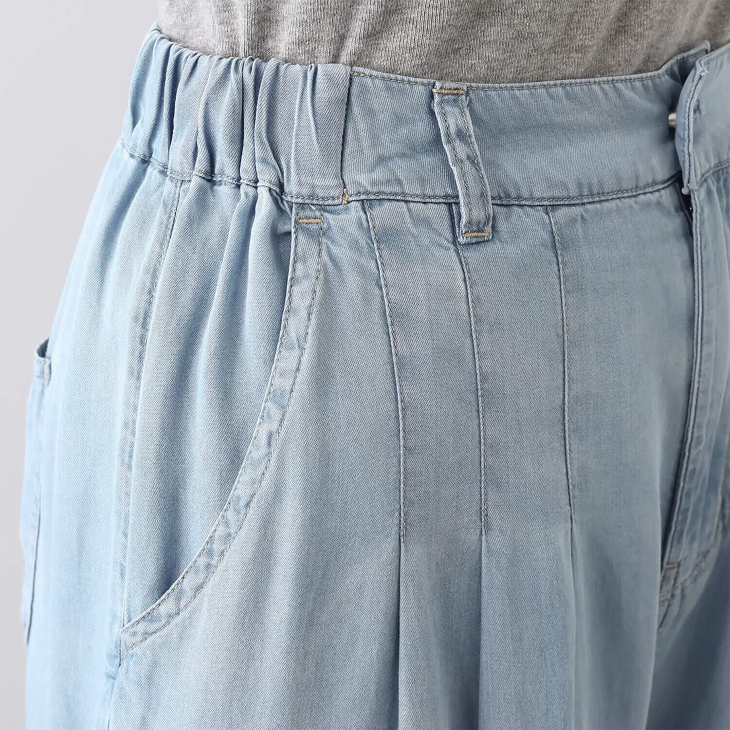 スタイル・ラヴィー 接触冷感 タック＆落ち感アクセント セルロースデニム フレアーパンツ