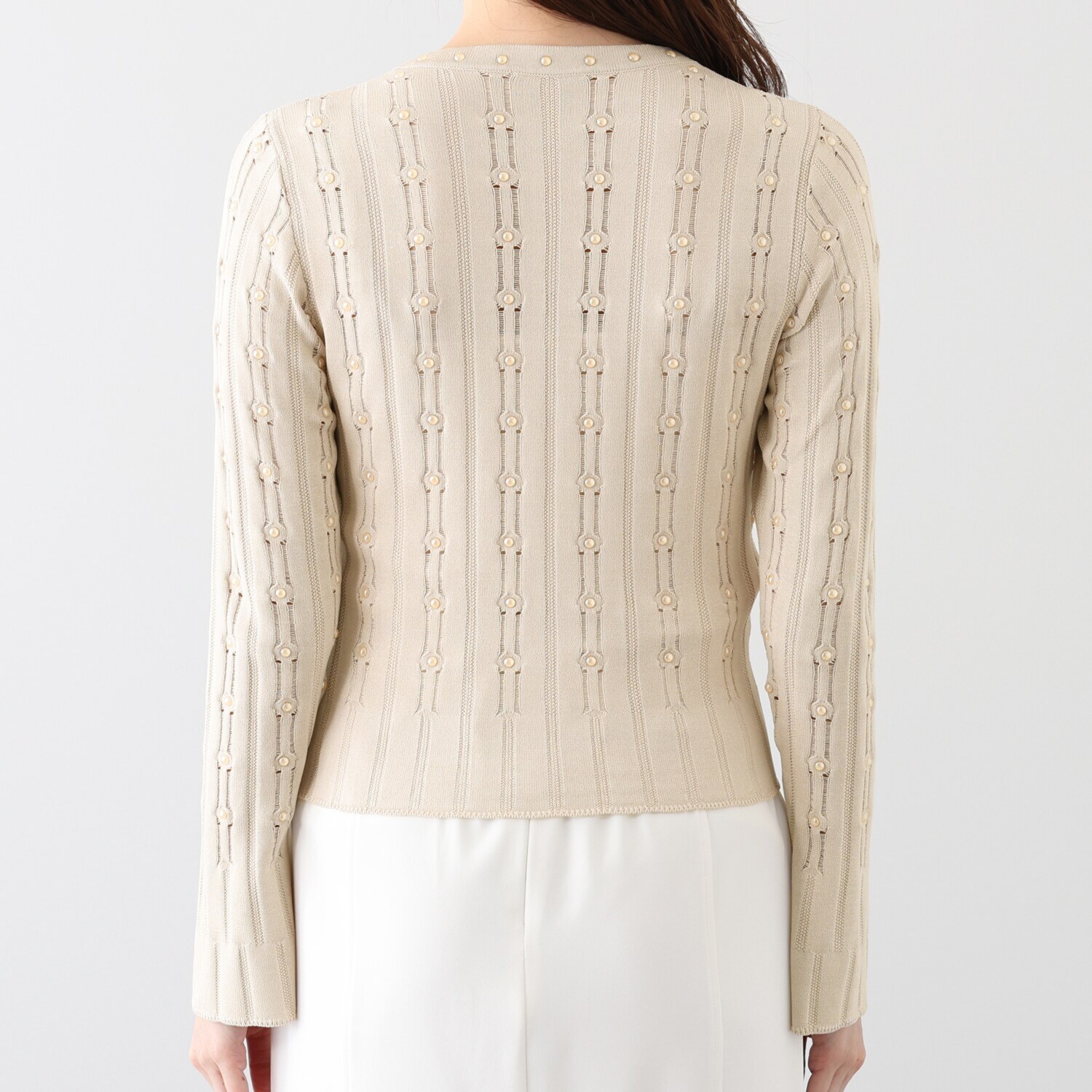 クリス・セリーン セラミックパール 立体リブ変化編 カーディガン