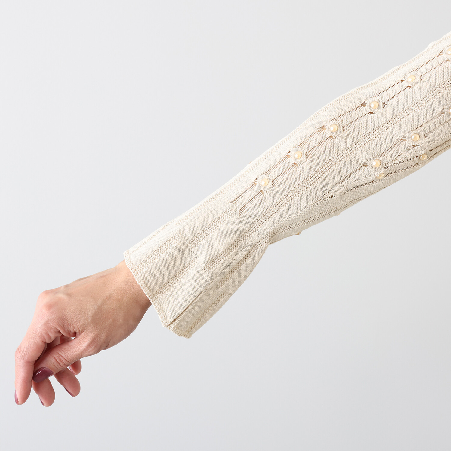 クリス・セリーン セラミックパール 立体リブ変化編 カーディガン