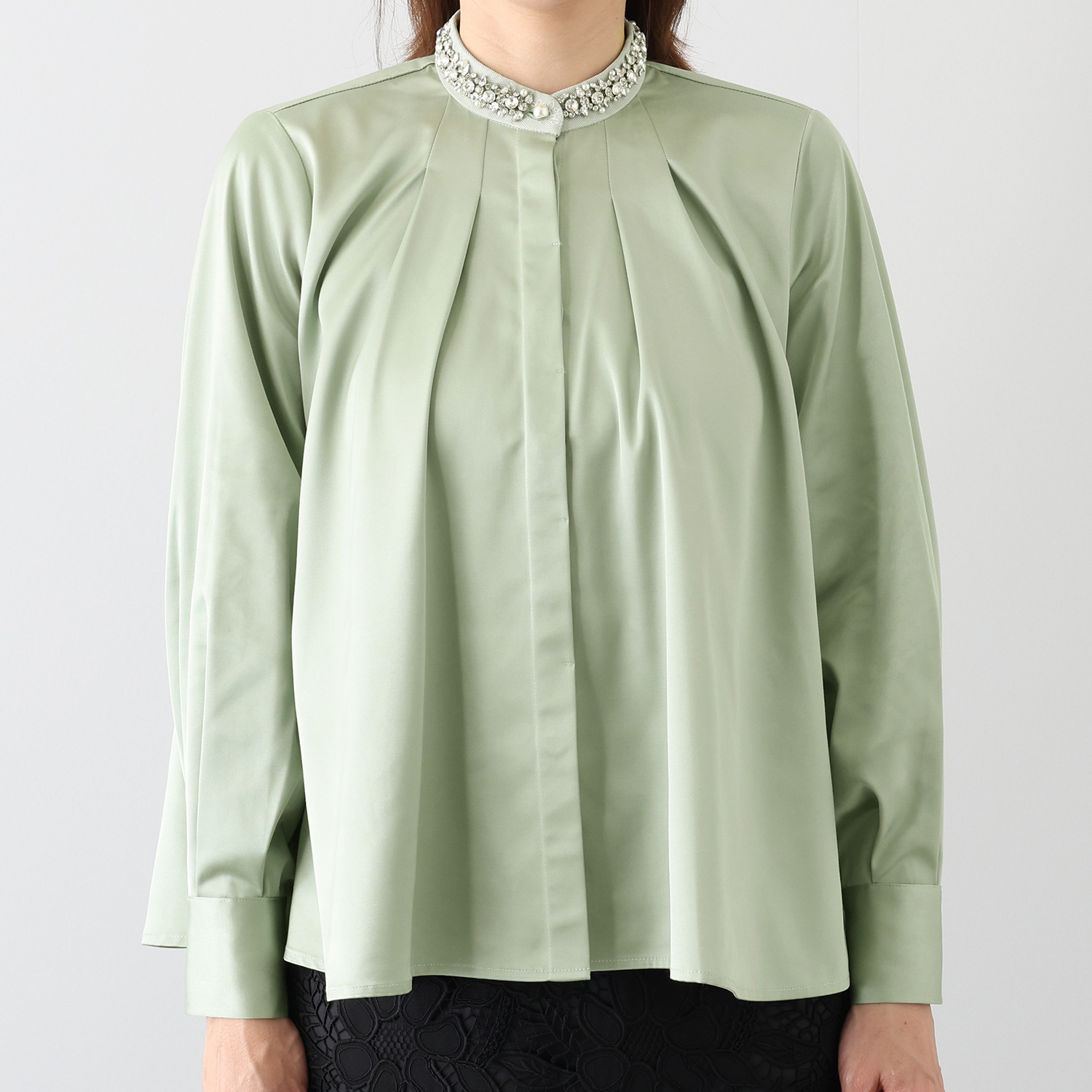 クリス・セリーン イミテーションパール＆ ビジュウアクセント ブラウス