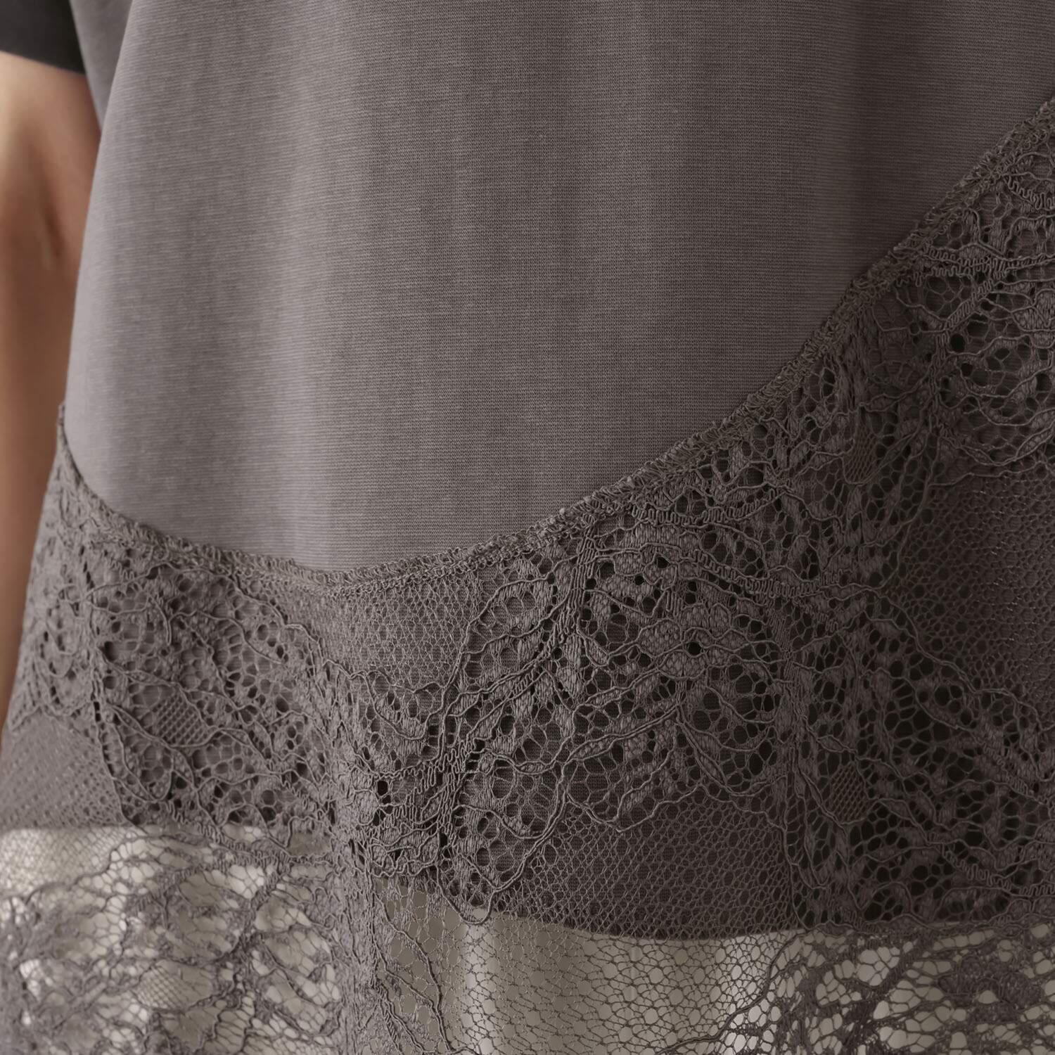 ヘブンアンドアース ＵＶカット・接触冷感 フレンチスリーブ 裾レースプルオーバー