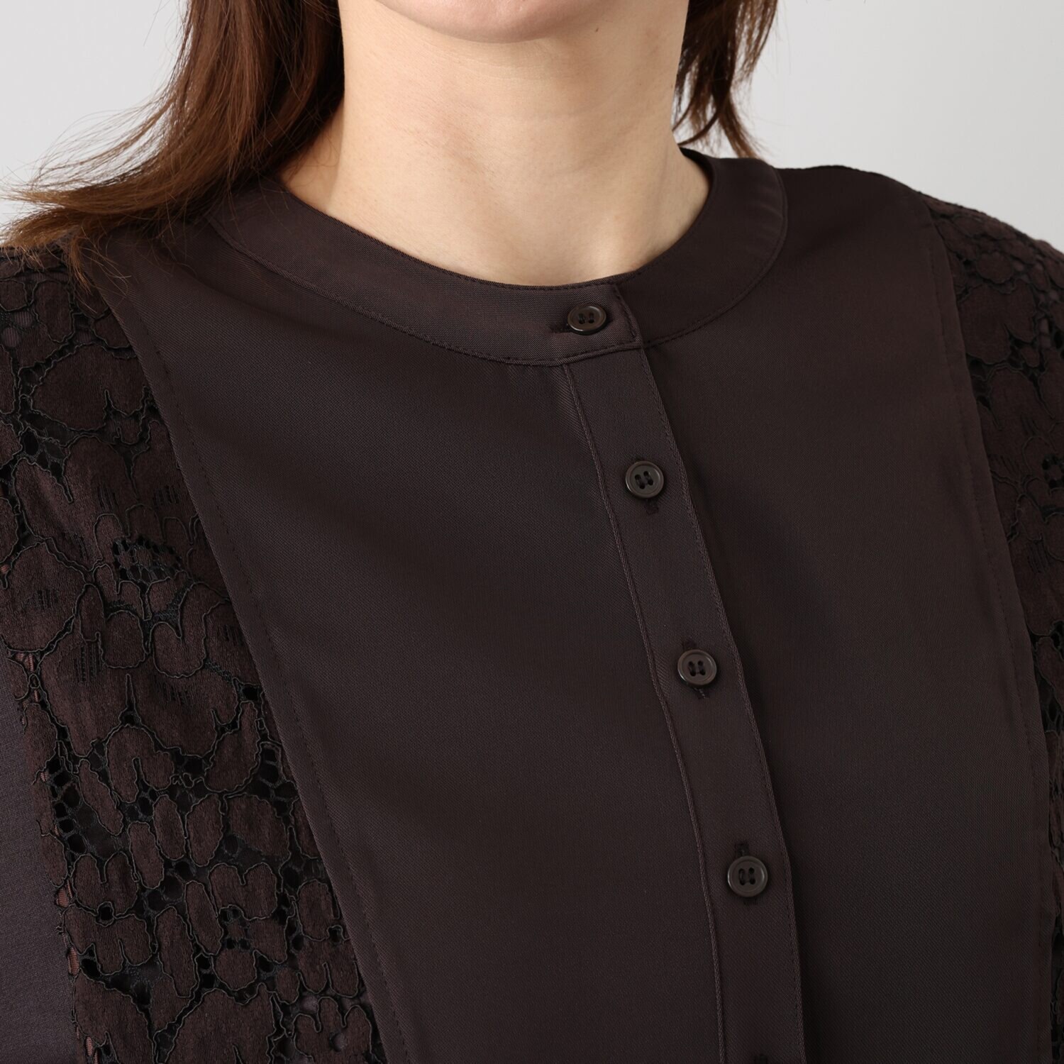 シルバーミントシュガー レース＆フィブリルツイル ブラウス風ベストと ドルマンスリーブ デザインプルオーバー アンサンブル