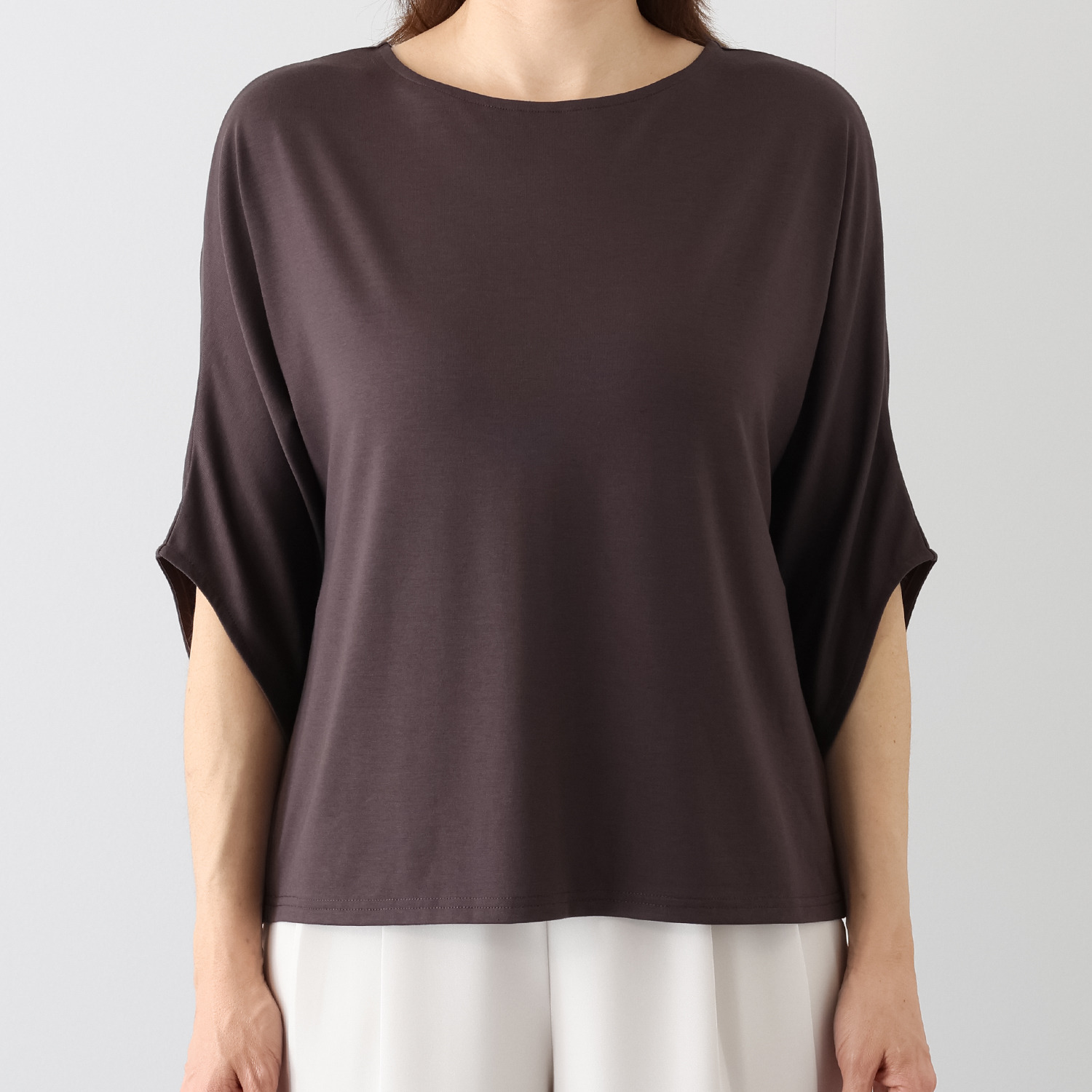 シルバーミントシュガー レース＆フィブリルツイル ブラウス風ベストと ドルマンスリーブ デザインプルオーバー アンサンブル