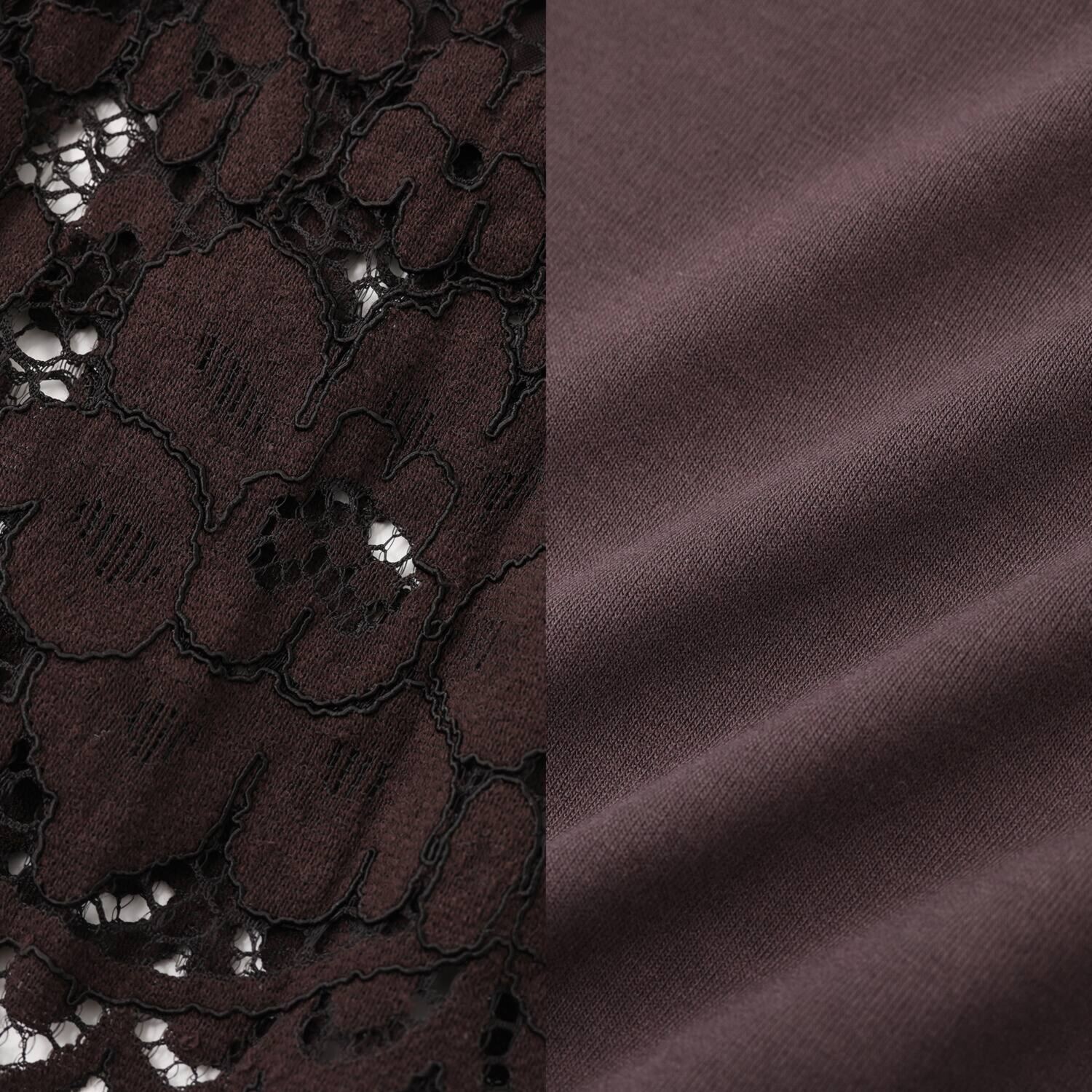 シルバーミントシュガー レース＆フィブリルツイル ブラウス風ベストと ドルマンスリーブ デザインプルオーバー アンサンブル