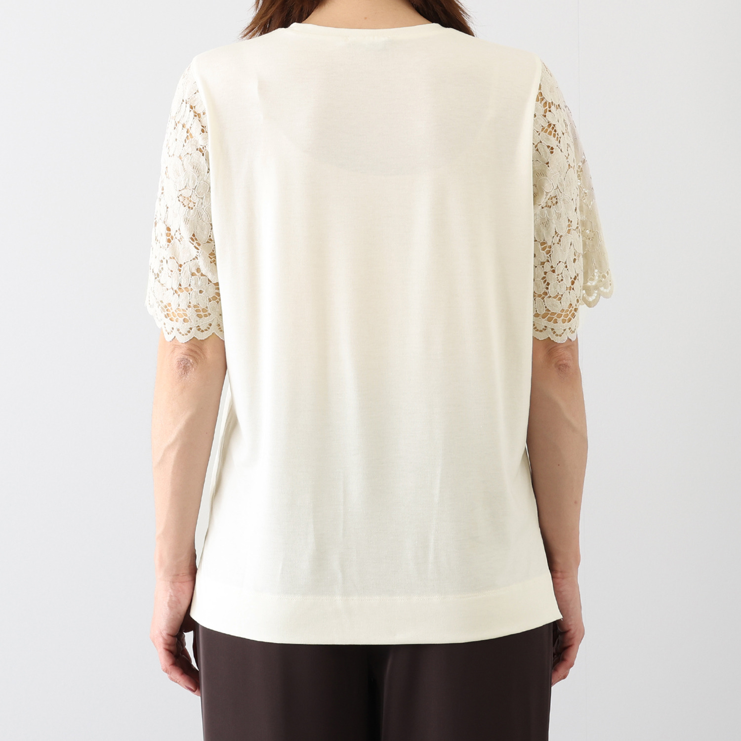 シルバーミントシュガー レース使い半袖 ボックスシルエット プルオーバー