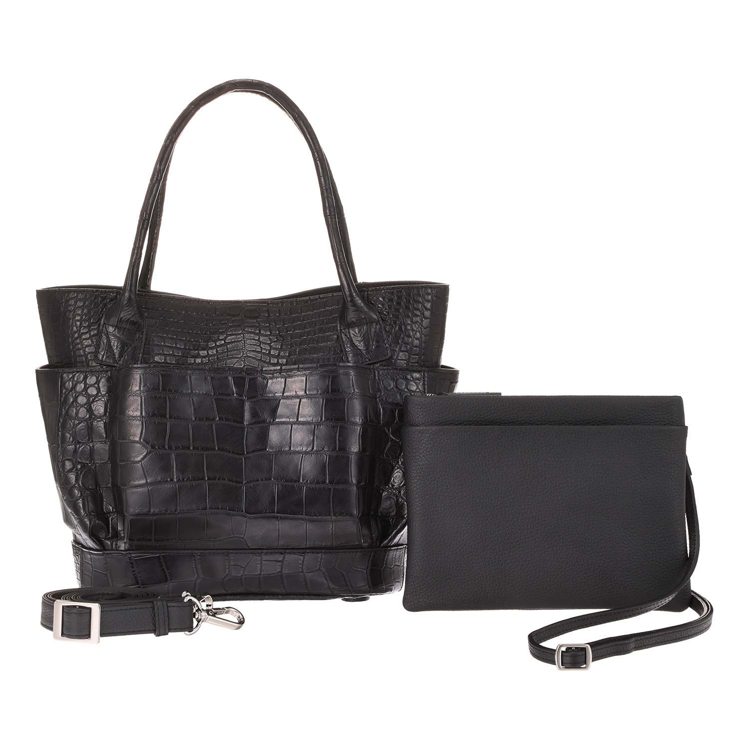 アルムコ マットクロコダイル トートバッグ＆ イタリアンレザー ポシェット