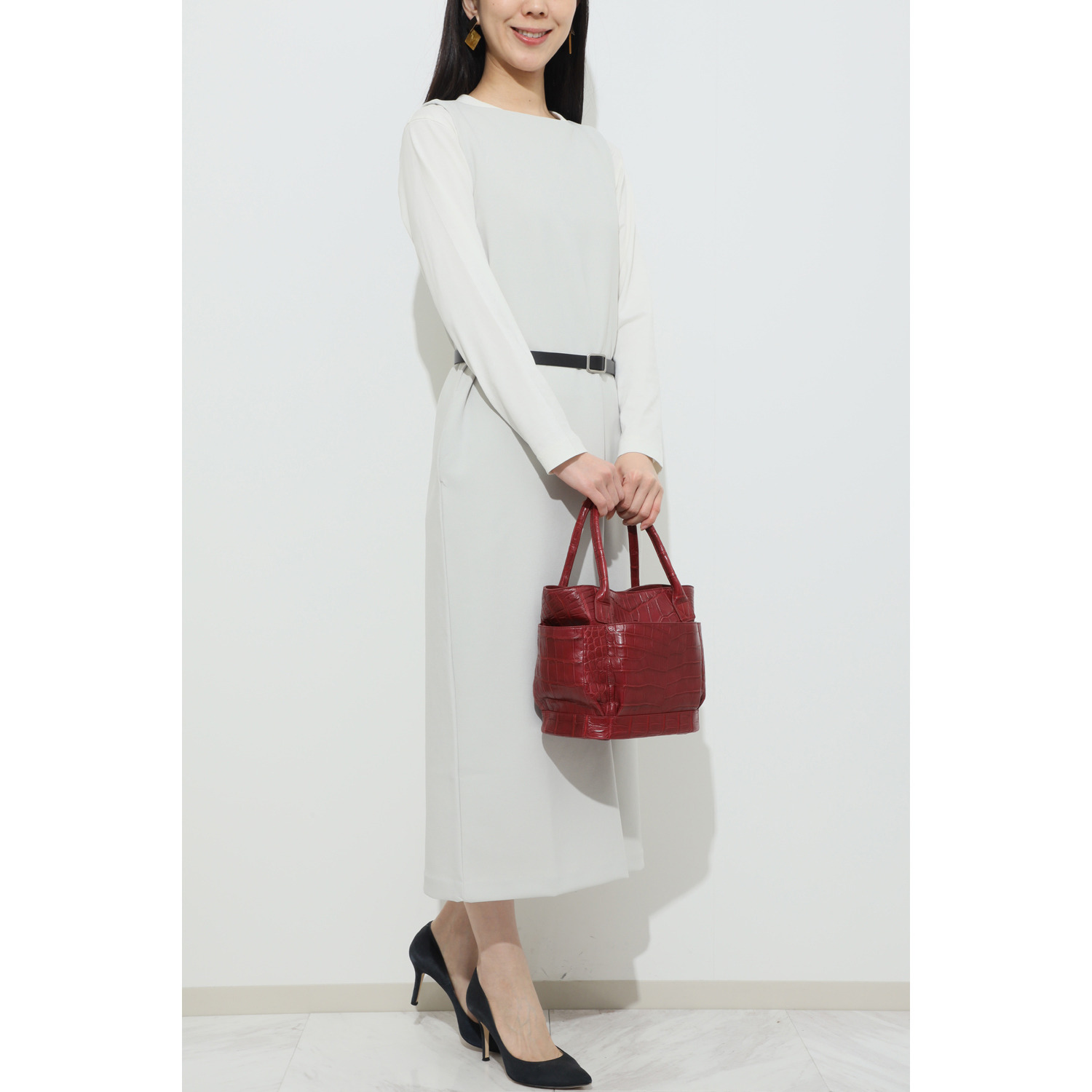 アルムコ マットクロコダイル トートバッグ＆ イタリアンレザー ポシェット