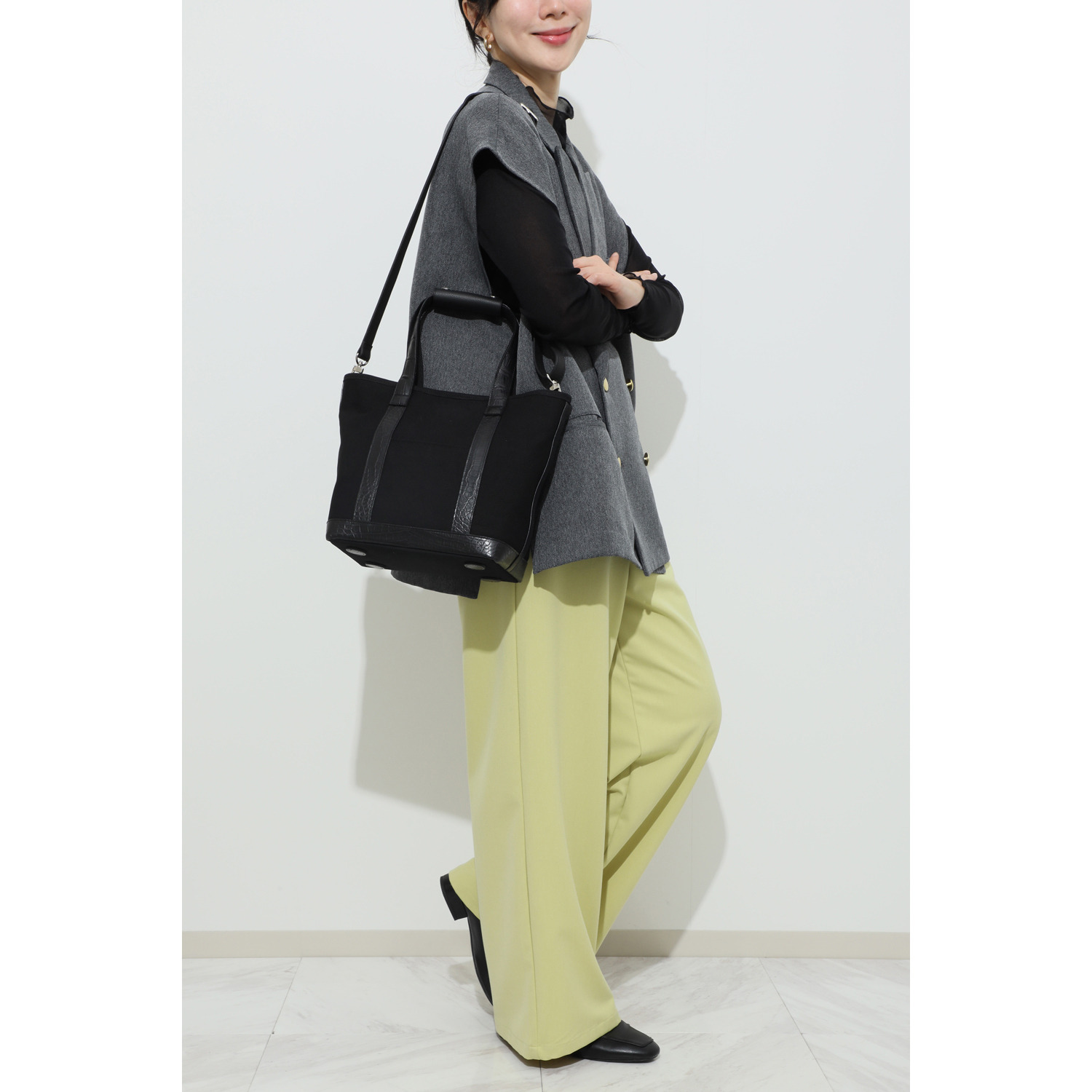 アルムコ 帆布＆クロコダイル コンビネーションバッグ