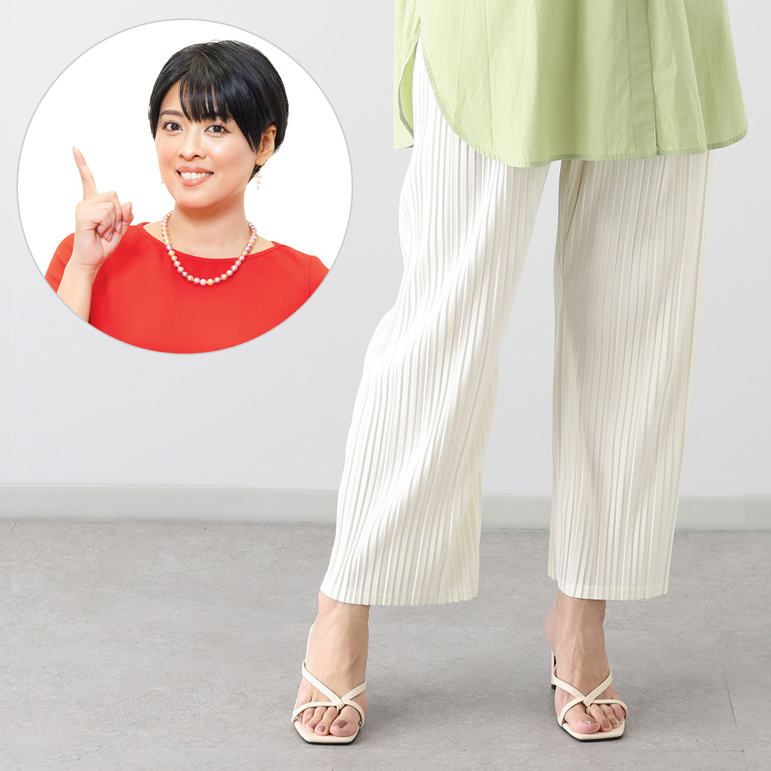 シルバーミントシュガー やわらかトリコット ランダムプリーツ すっきりペチパンツ