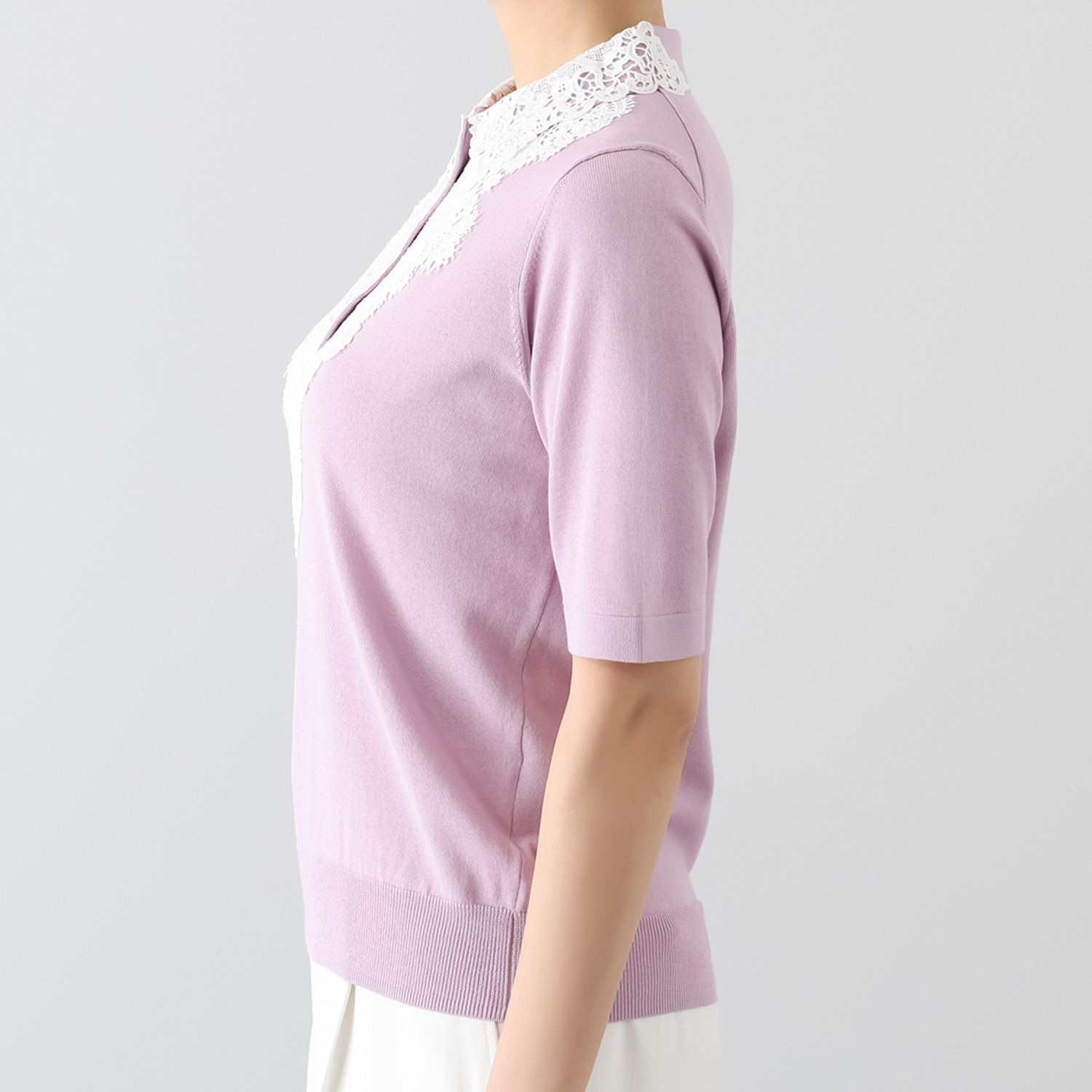 アズイズ　ビーマイセルフ バイ　ネイチャーズ レース使い ポロ襟プルオーバー