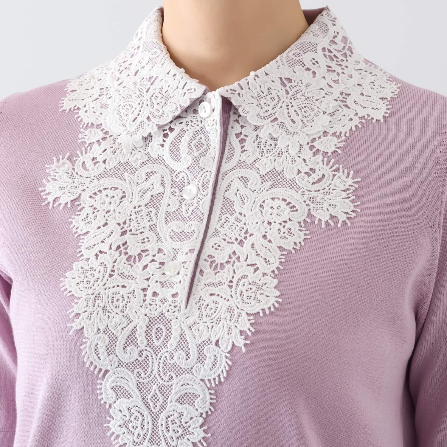 アズイズ　ビーマイセルフ バイ　ネイチャーズ レース使い ポロ襟プルオーバー