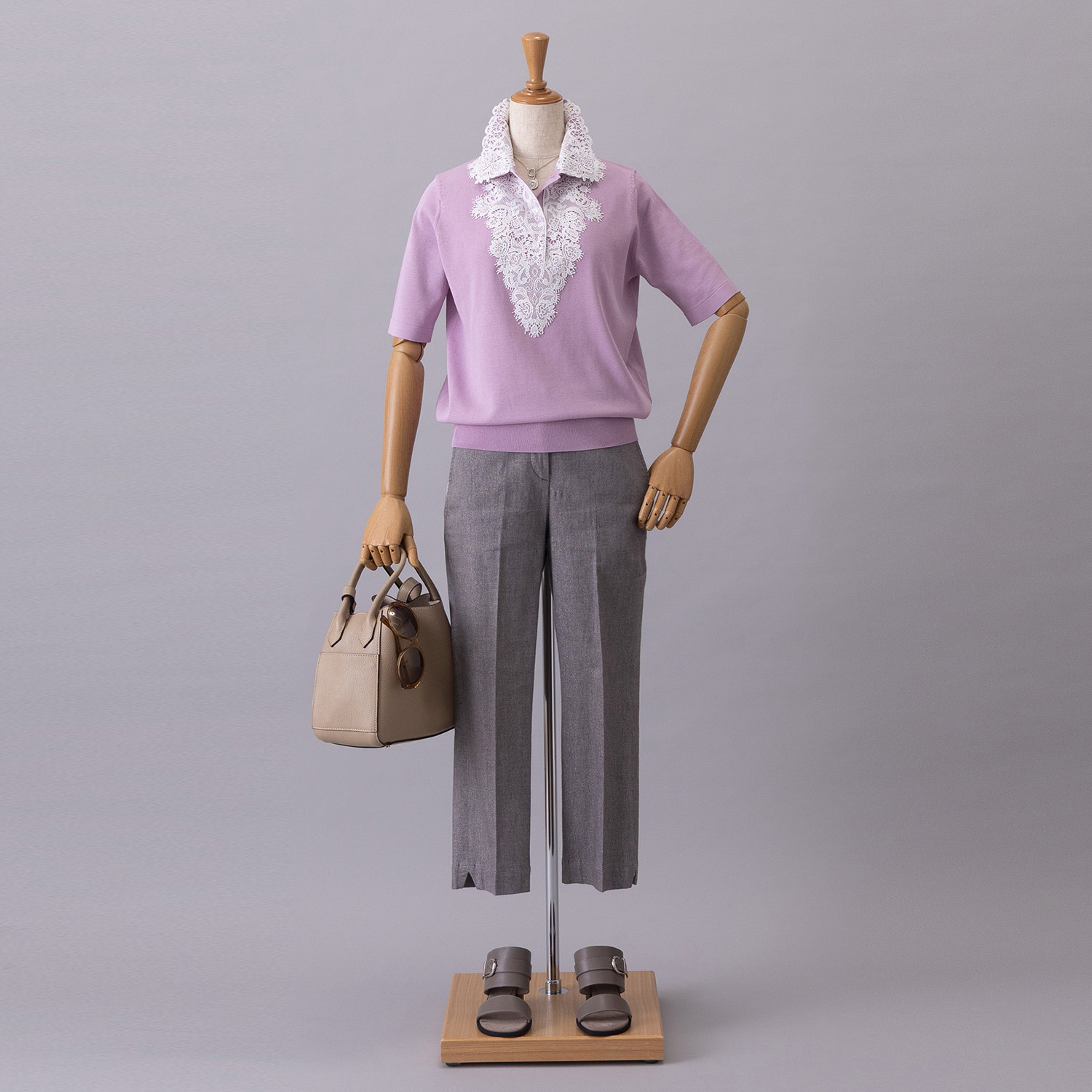 アズイズ　ビーマイセルフ バイ　ネイチャーズ レース使い ポロ襟プルオーバー