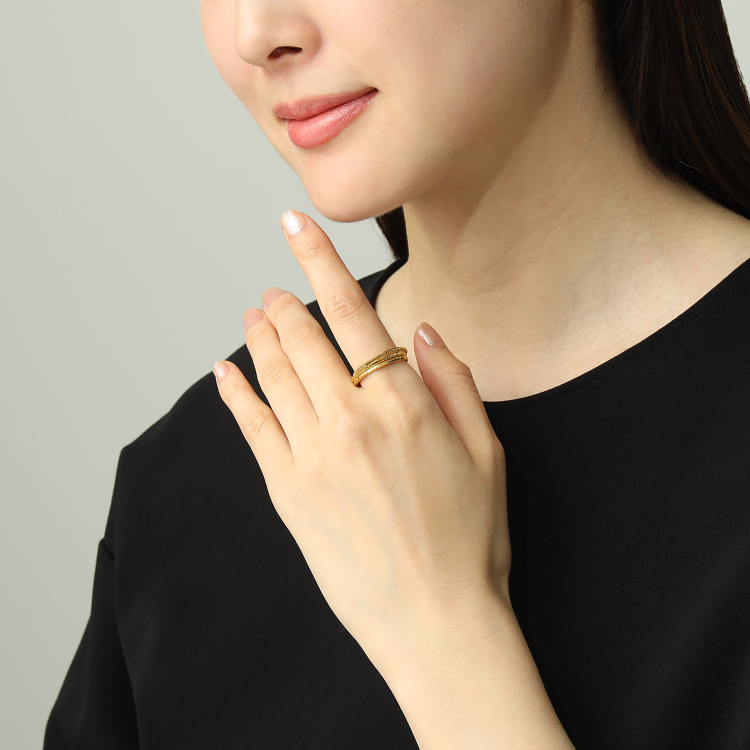 キラレ ステンレス ８面カット スネークチェーン ３連スパイラルスライド フレキシブルリング