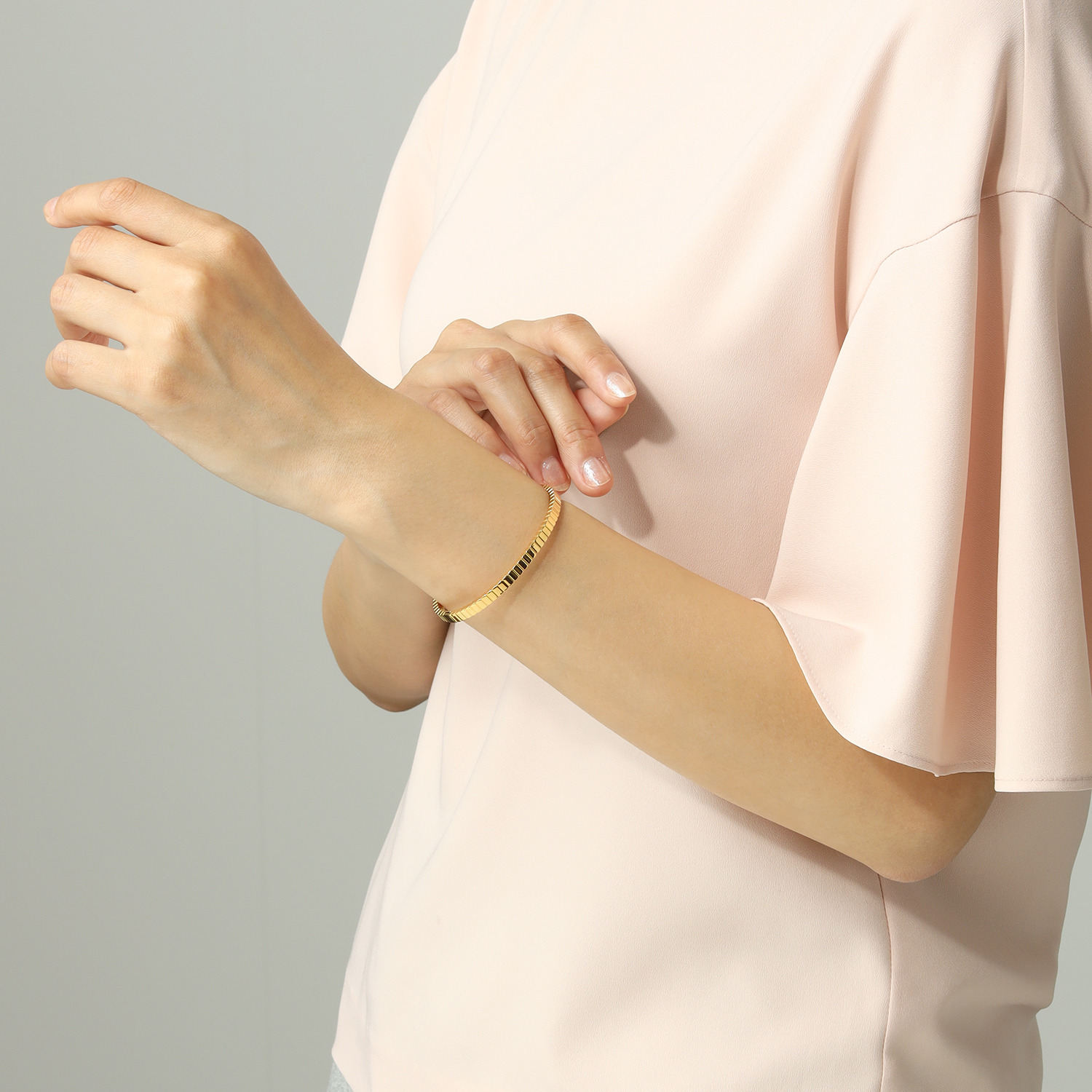 キラレ ステンレス ストレートカットライン クラシックバングル