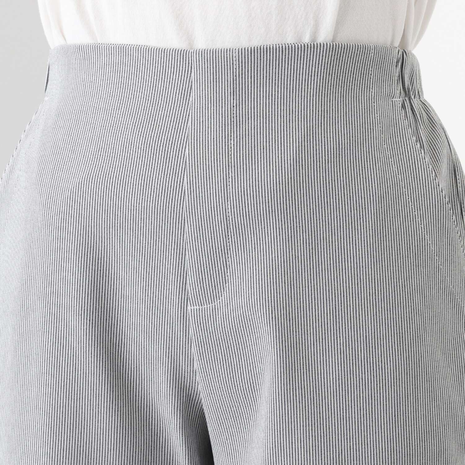 アトリエール 接触冷感・ＵＶカット ストライプストレッチ ワイドストレートパンツ