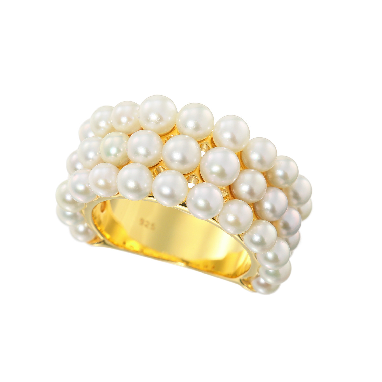 ペルラモーダ シルバー 無調色 ベビーアコヤパール ３連リング