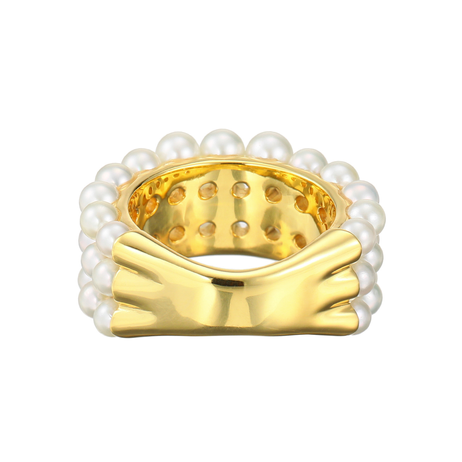 ペルラモーダ シルバー 無調色 ベビーアコヤパール ３連リング