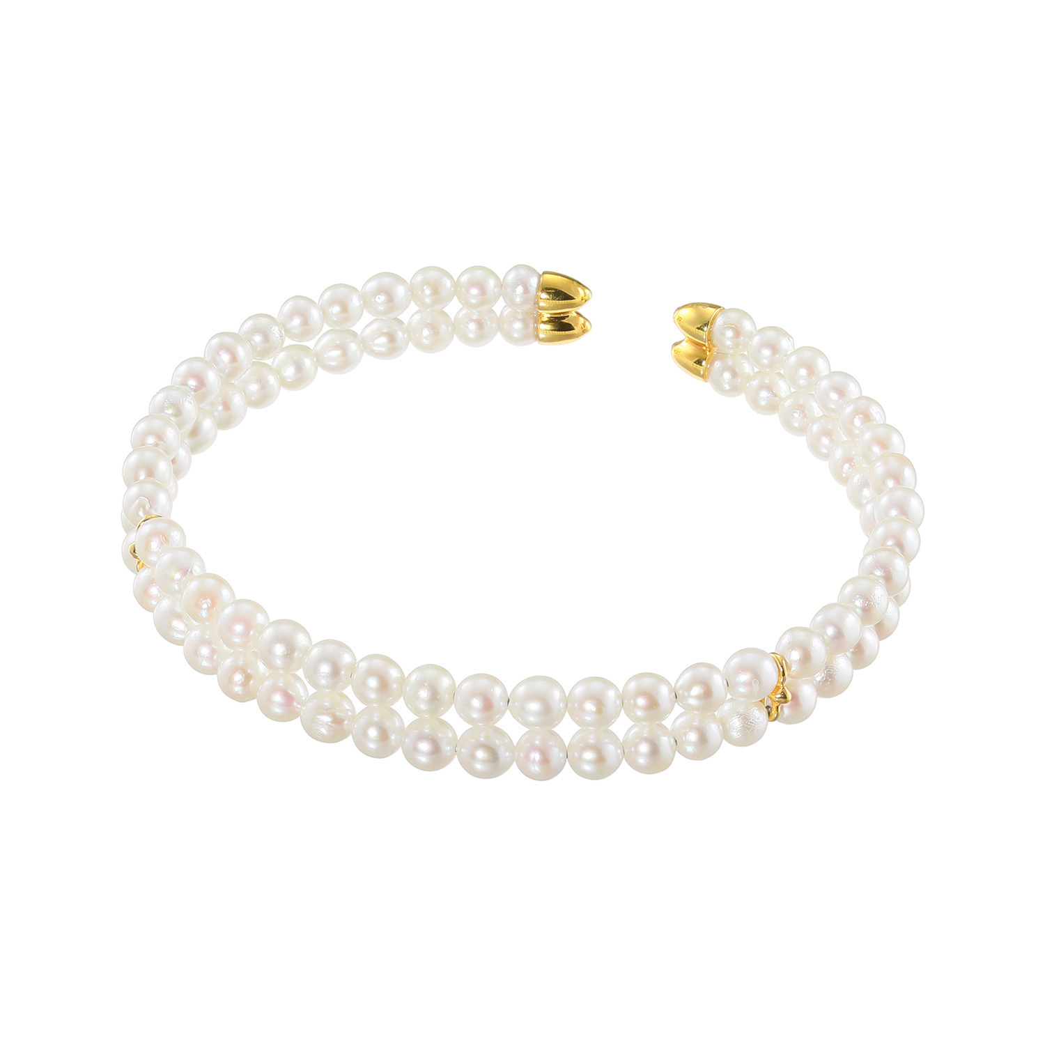 ペルラモーダ シルバー 無調色 ベビーアコヤパール ２連バングル