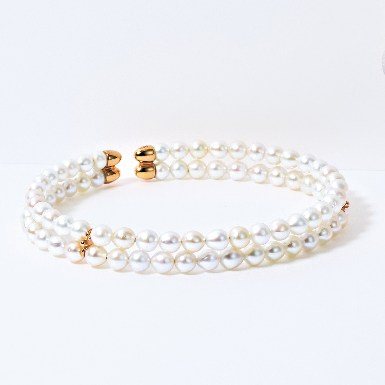 ペルラモーダ シルバー 無調色 ベビーアコヤパール ２連バングル