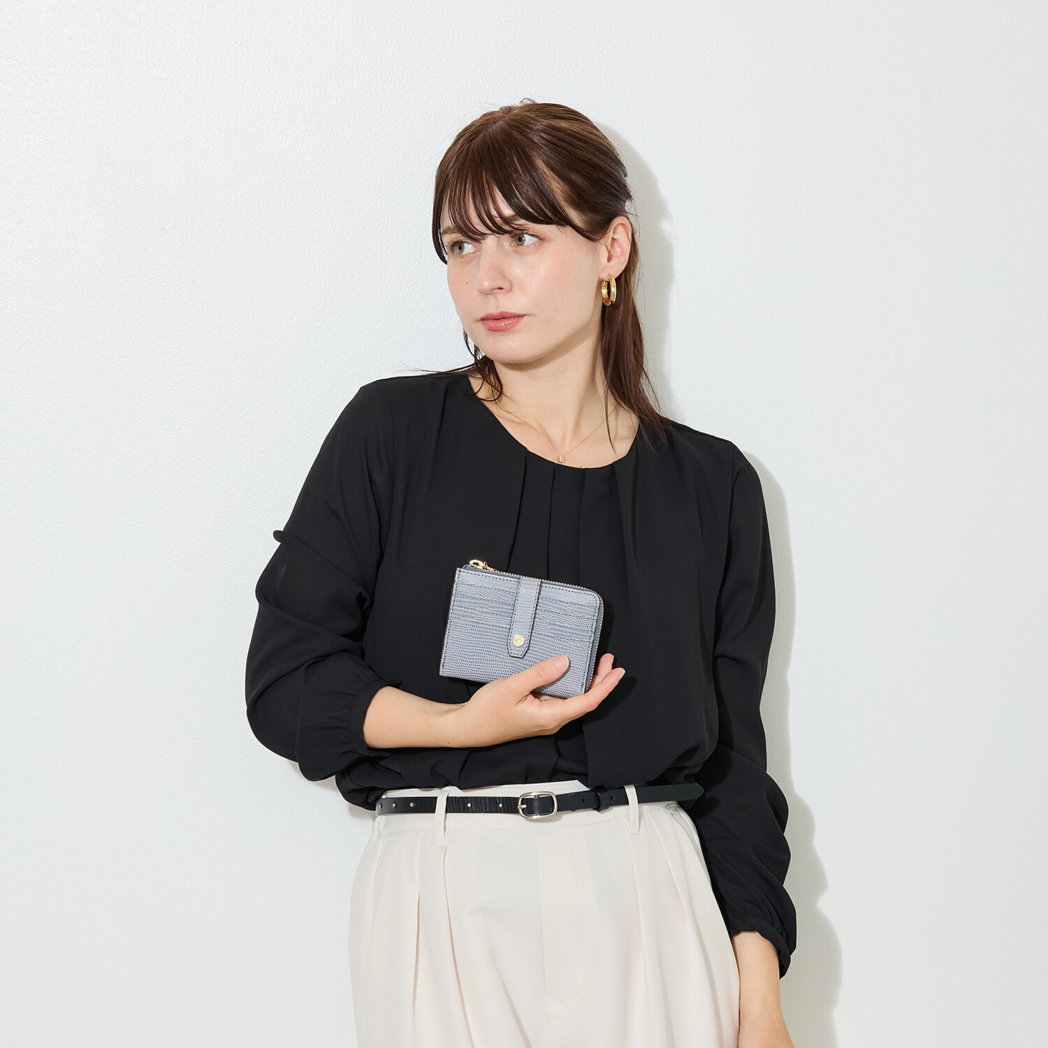 モーダプリンチペ はっ水 リザード型押しレザー フラグメントウォレット
