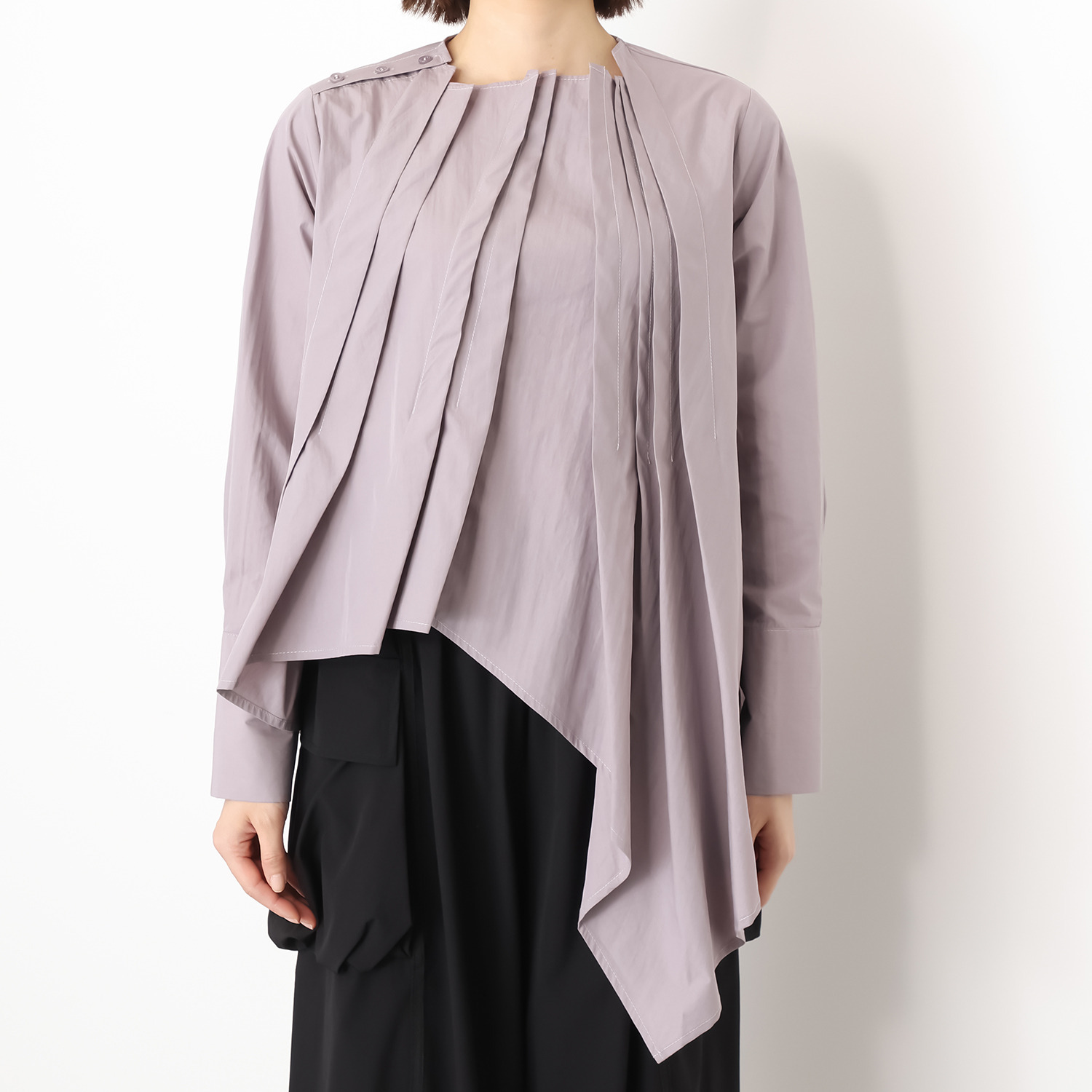 ベルポニー タックデザイン アシンメトリー ブラウス