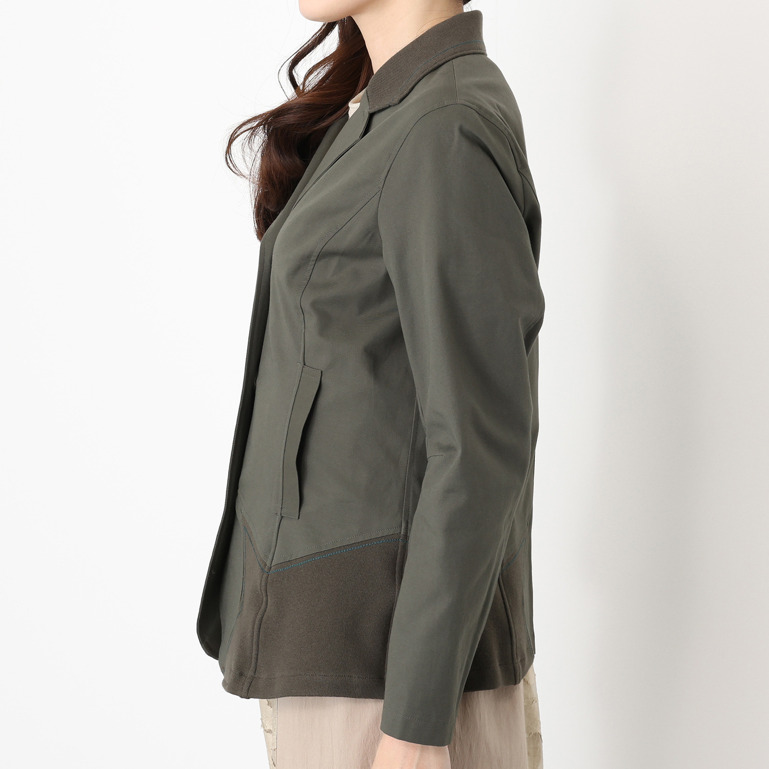 ヨシヨシ バイ　ピージェイ 異素材切替 テーラードカラー デザインジャケット