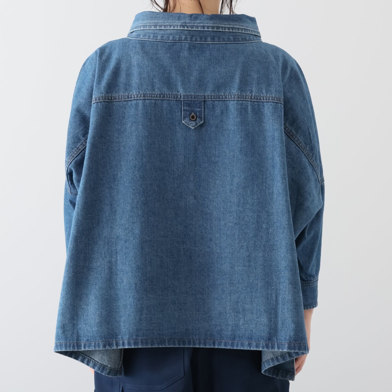 ワンピース セレクト　バイ　カワル デニムなのに柔らか！ 身頃たっぷり 体形カバー 変形デニムジャケット