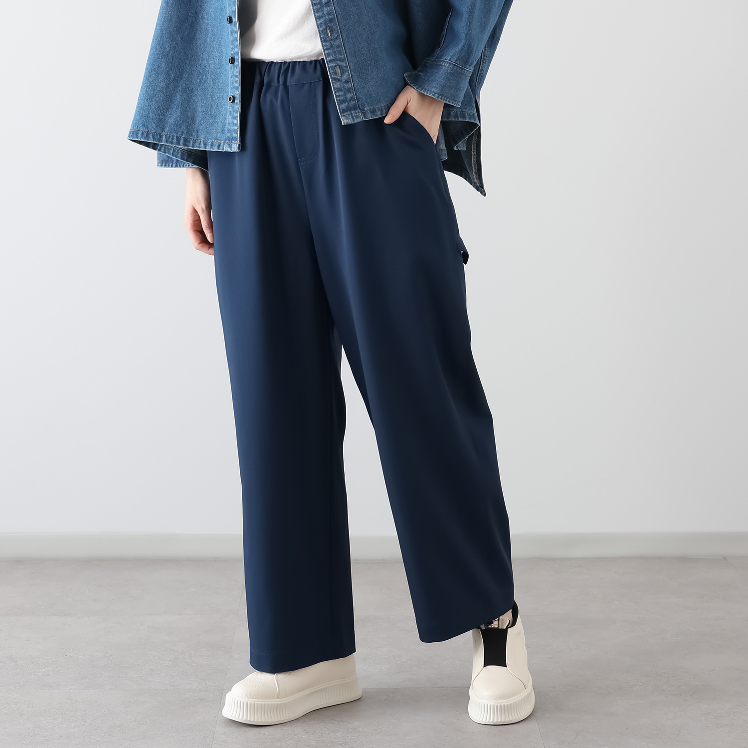 ワンピース セレクト　バイ　カワル さらっと快適！ 脚のラインを拾いにくい 美しいシルエット ペインターパンツ