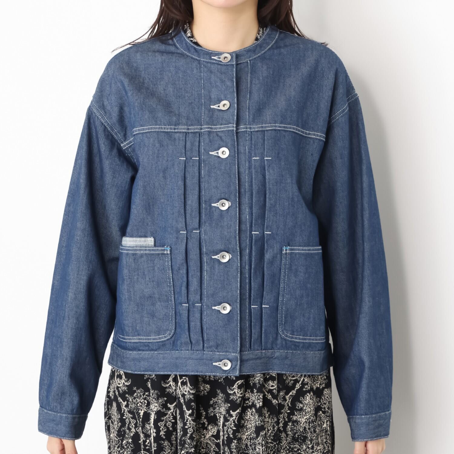 紺屋イチガントウキョウ ライトオンスデニム ノーカラージャケット