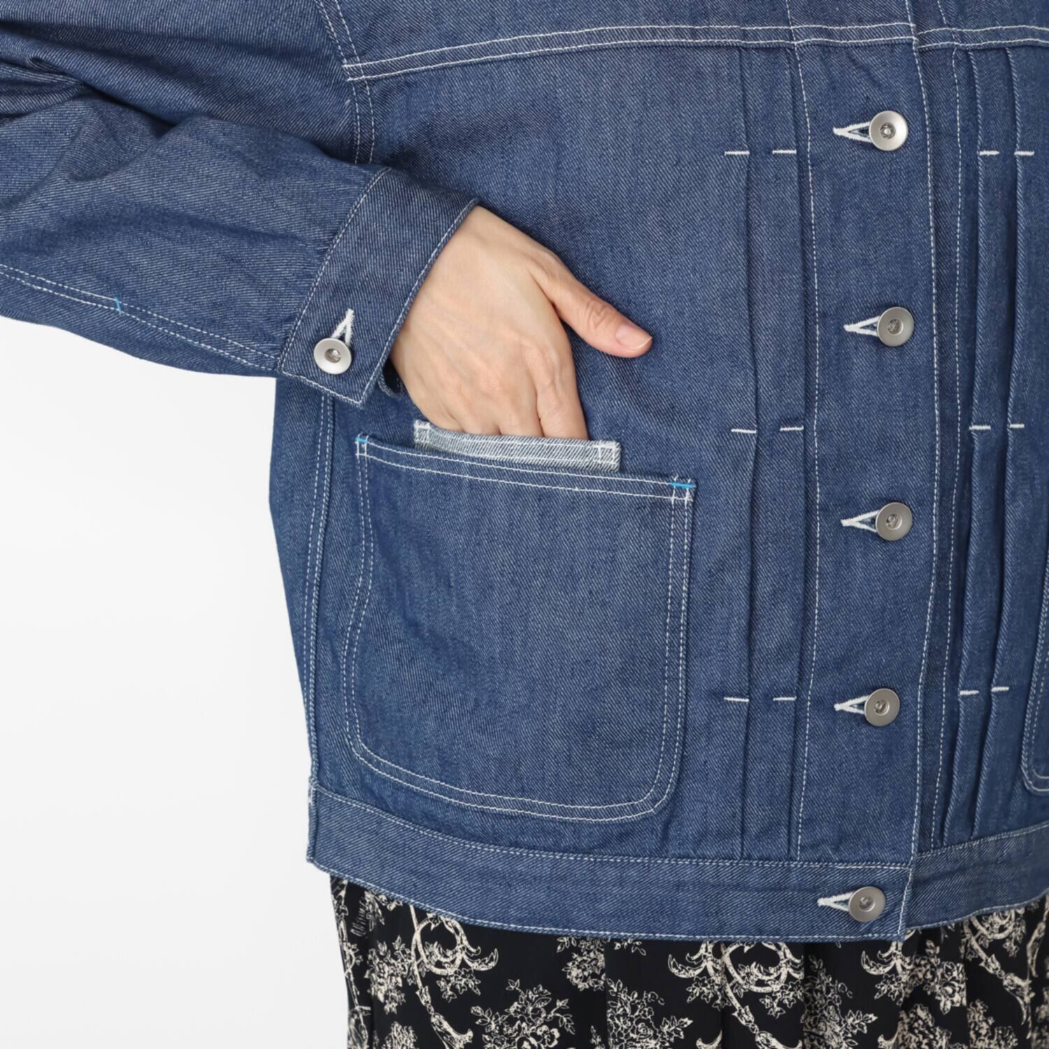 紺屋イチガントウキョウ ライトオンスデニム ノーカラージャケット