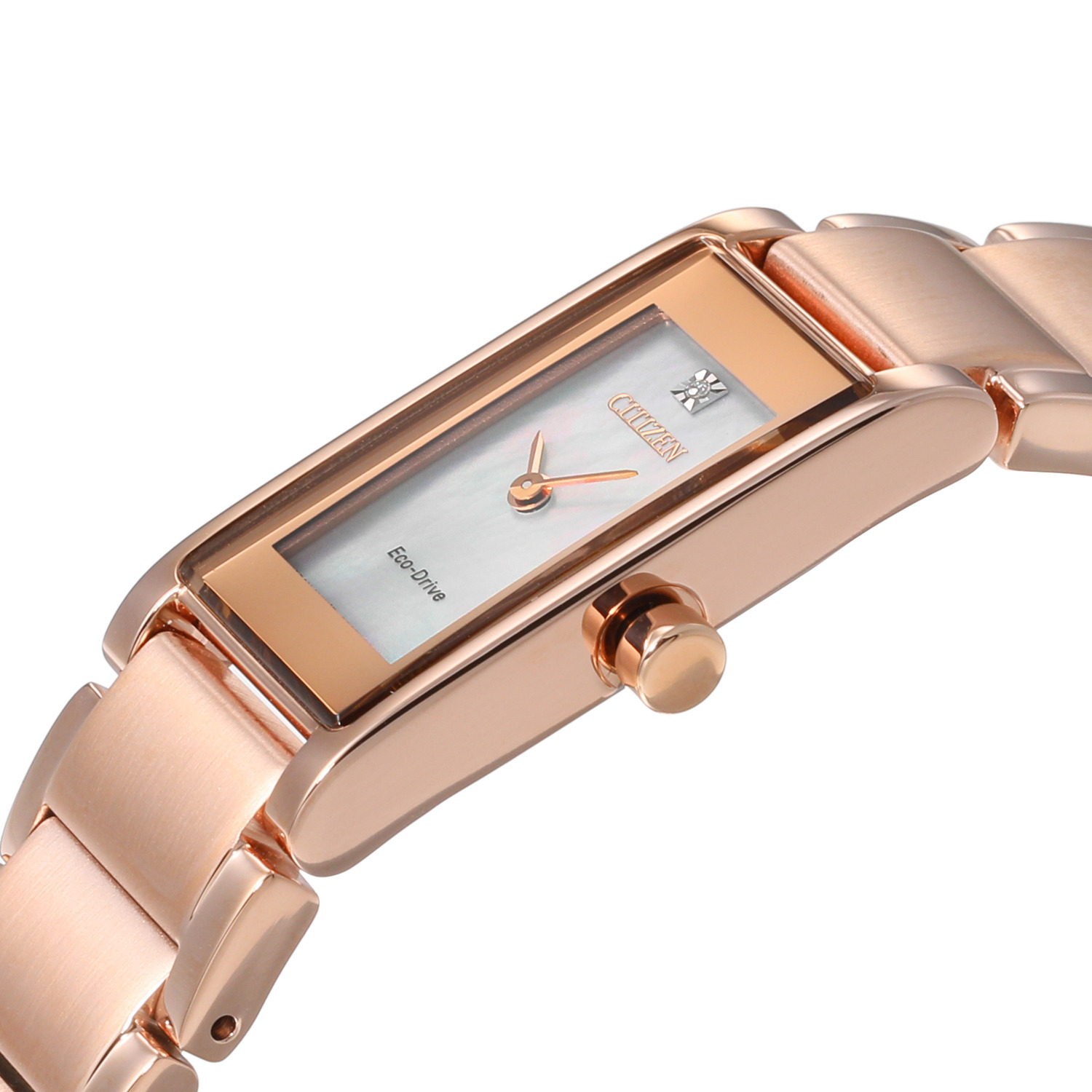 シチズン １ポイントダイヤモンド スクエアフェイス ソーラーウォッチ ＜ローズゴールドカラー＞