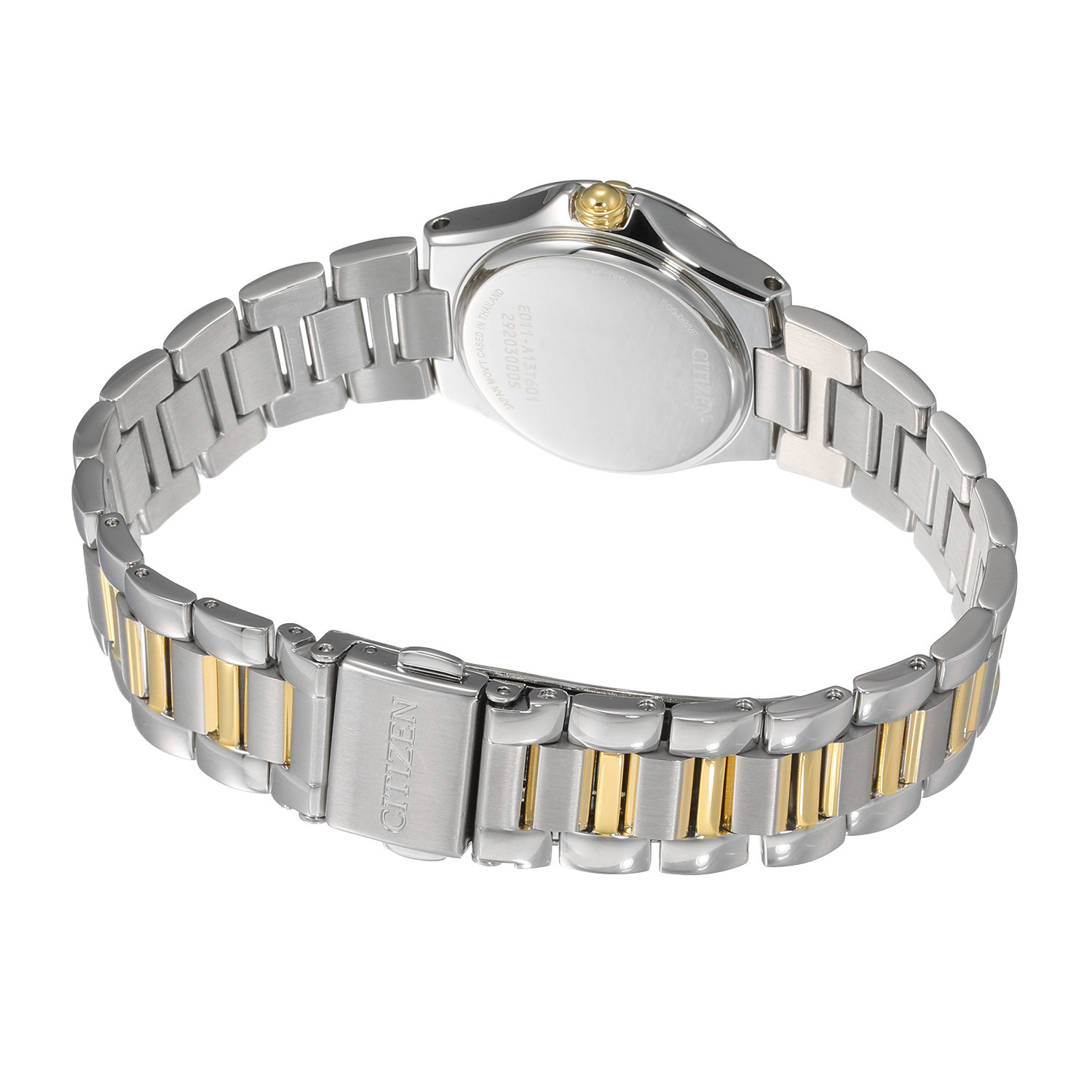 シチズン ３ポイントダイヤモンド ラウンドフェイス コンビメタルバンド ソーラーウォッチ ＜ネイビー＞