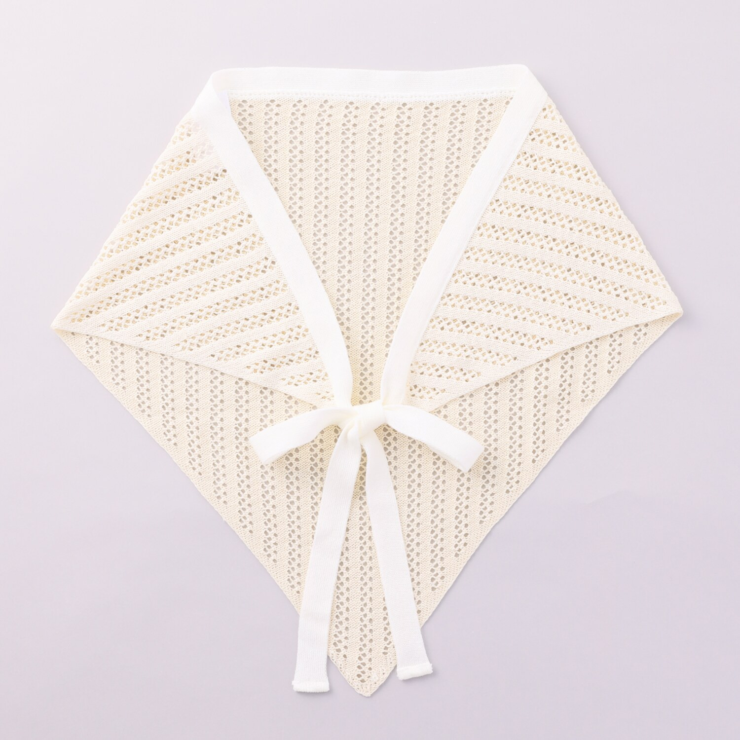 ベル・モード 日本製 綿混スクエアレースの 三角ニットストール