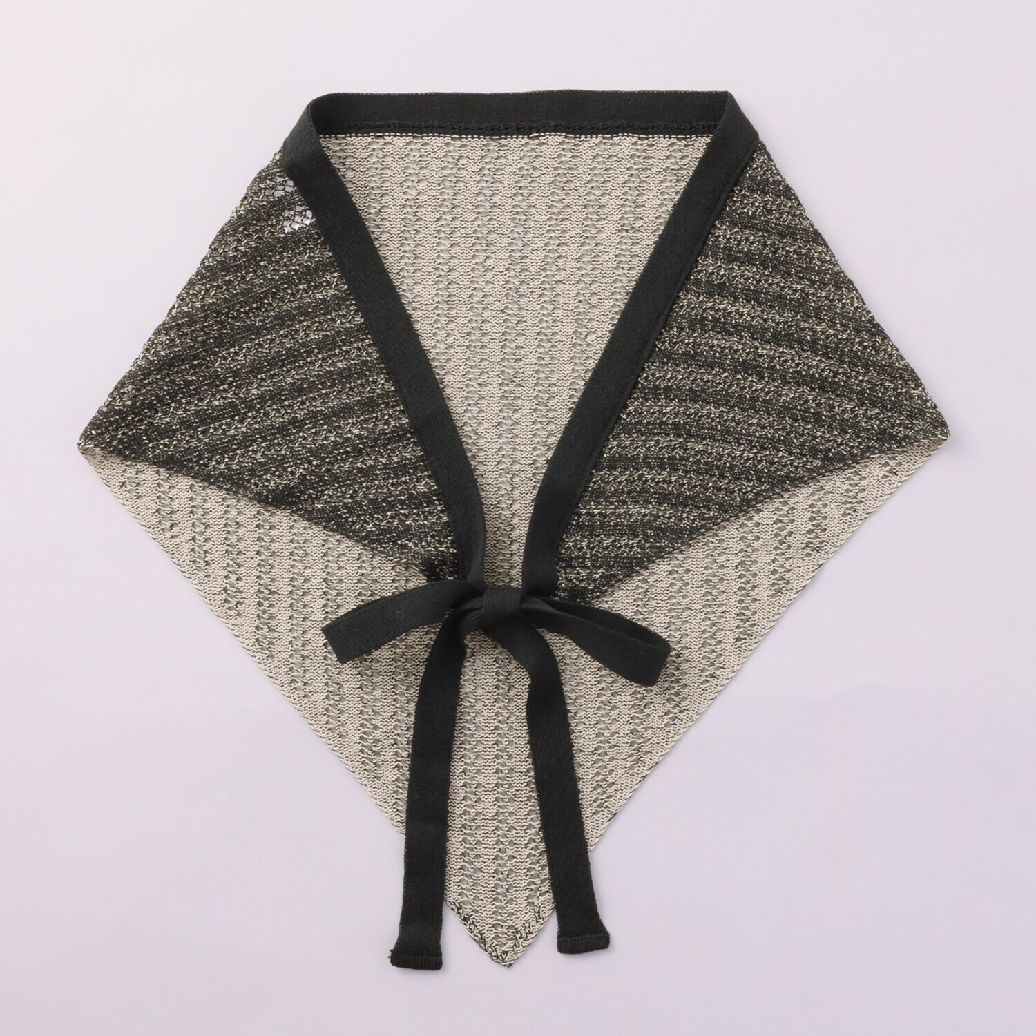 ベル・モード 日本製 綿混スクエアレースの 三角ニットストール