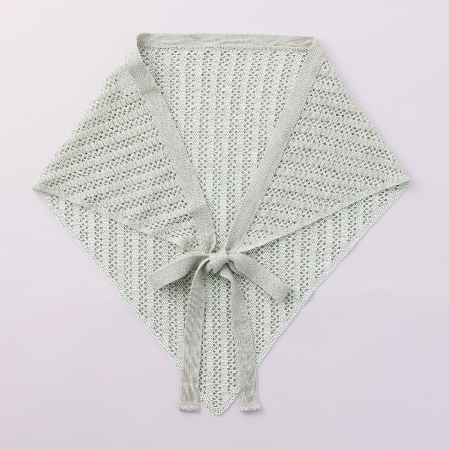 ベル・モード 日本製 綿混スクエアレースの 三角ニットストール