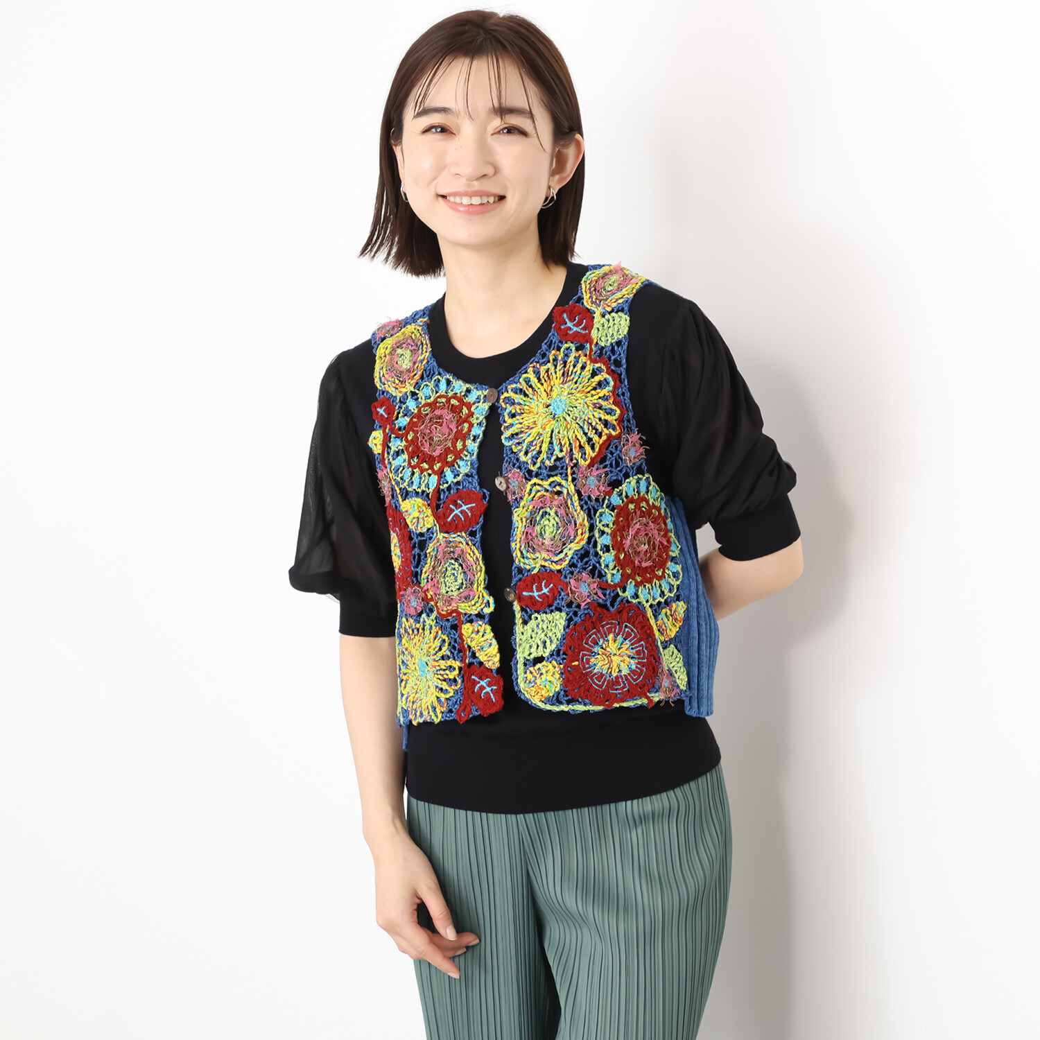 エム　アンド　キョウコ 刺しゅうベスト