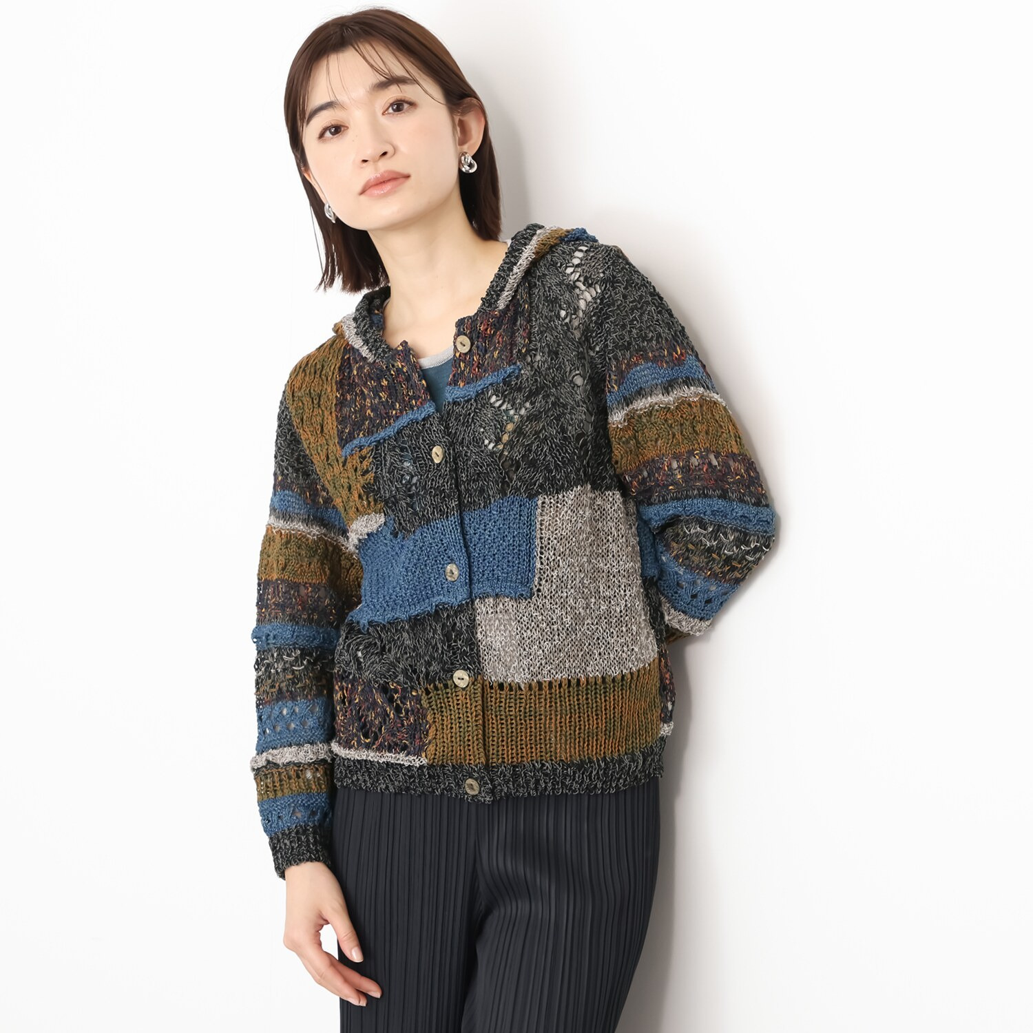 エム　アンド　キョウコ フード付カーディガン