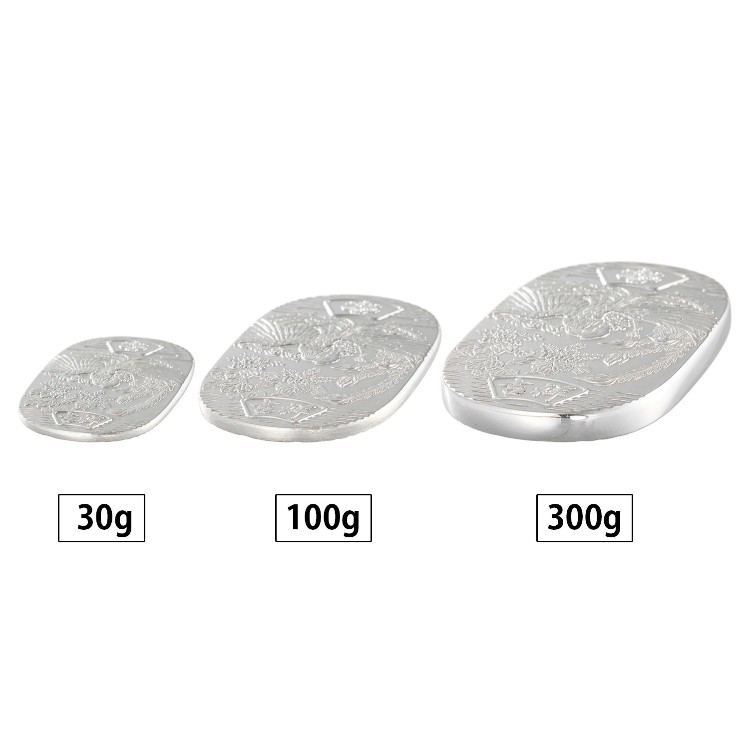 光則 純銀製 インゴット大判 “鳳凰と桐” ＜１００ｇ＞