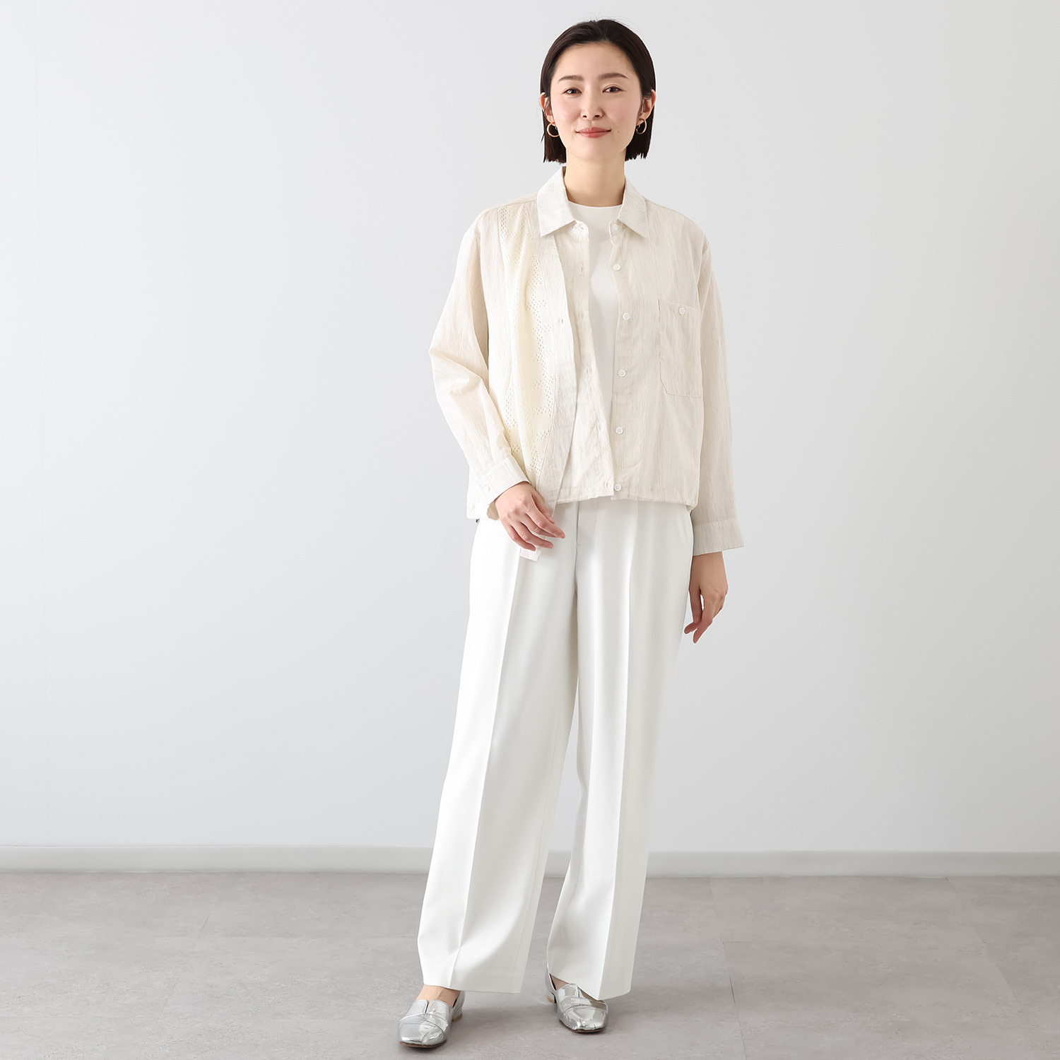 プラスエム 異素材使い デザインシャツ