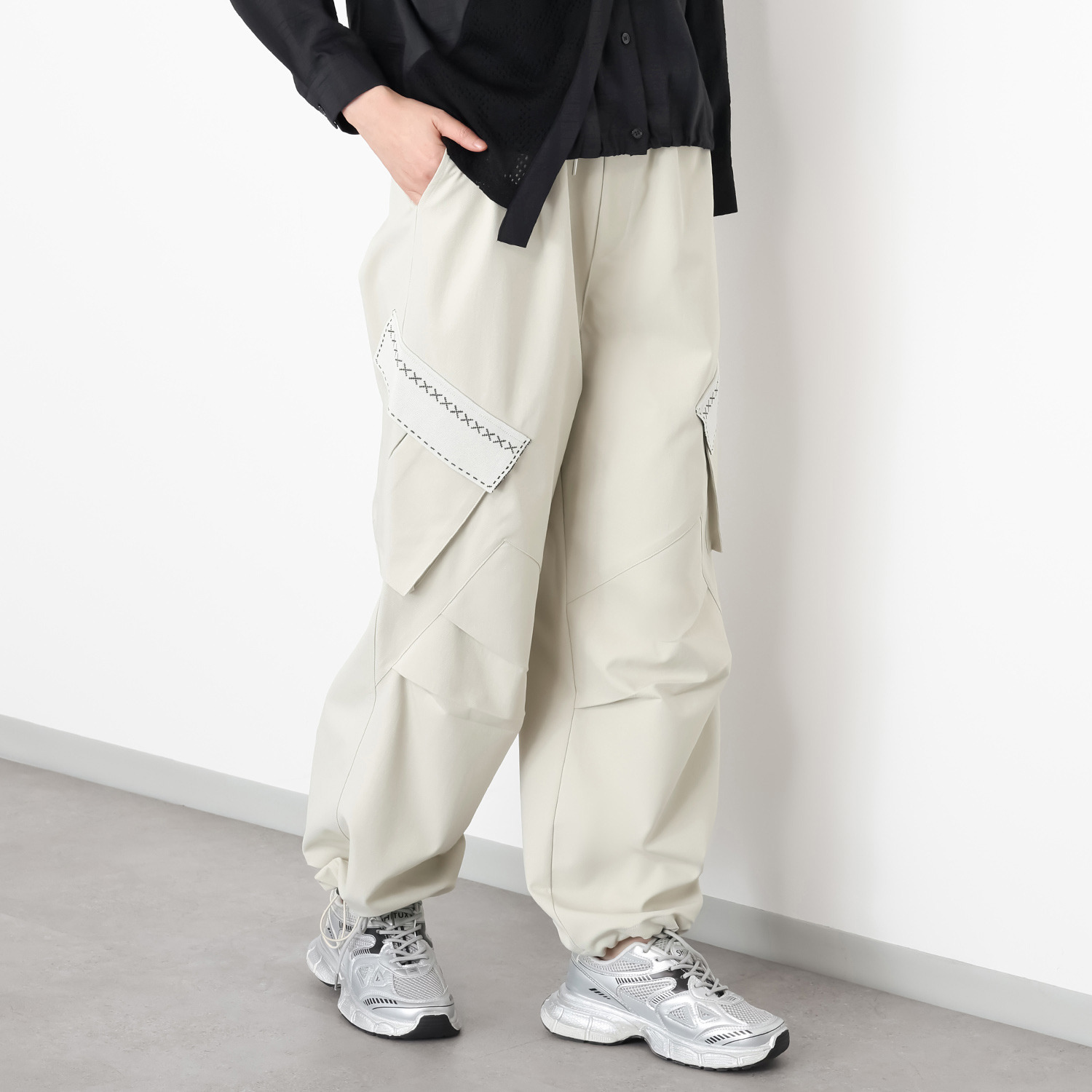 プラスエム デザインカーゴパンツ