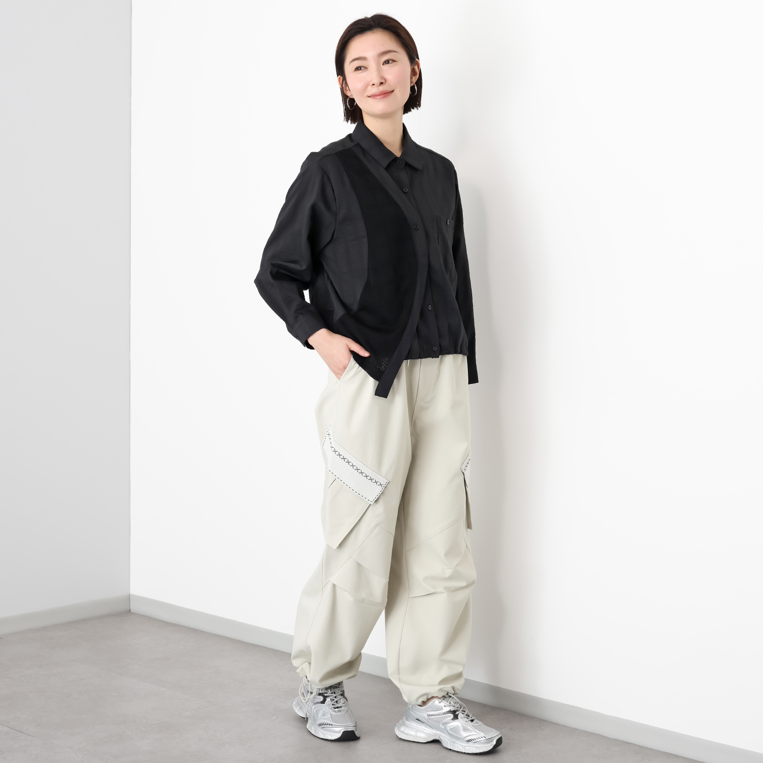 プラスエム デザインカーゴパンツ