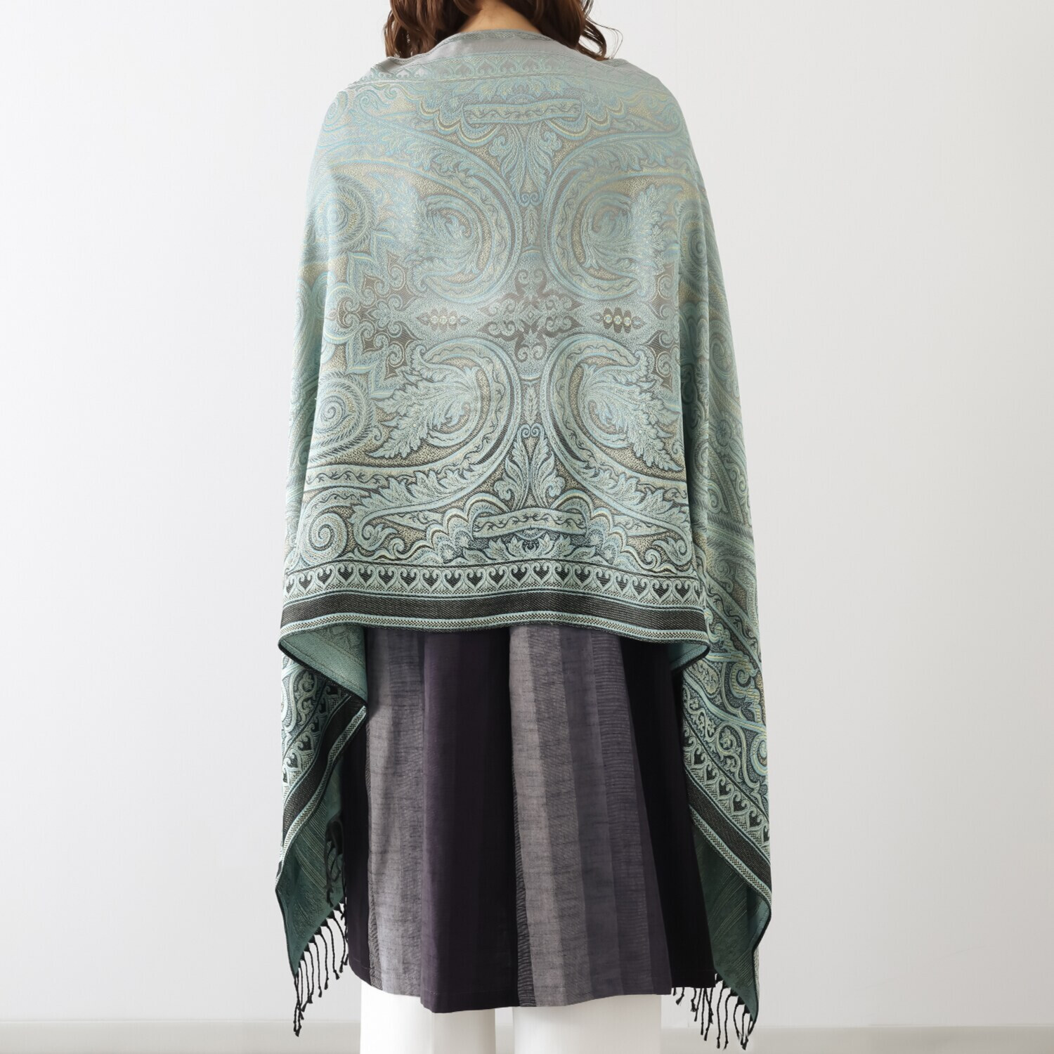 おぼろ織 シルク１００％ ストール ＜ペイズリー柄＞