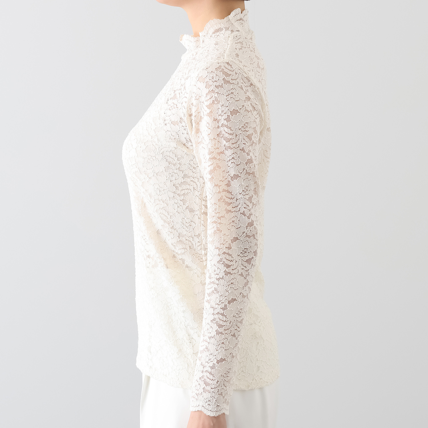 ダジュール フラワー柄 ストレッチレース プルオーバー