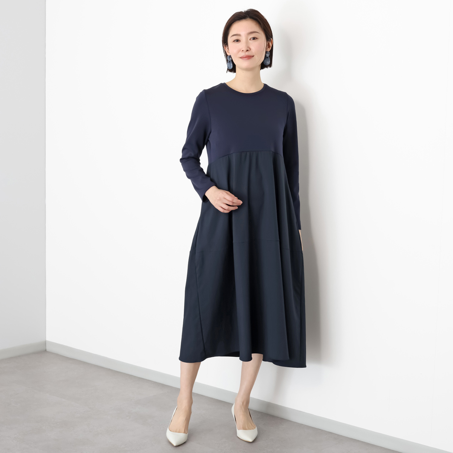 ダジュール 異素材ドッキング ワンピース