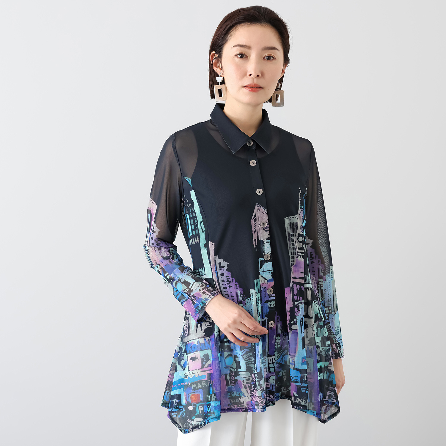 ダジュール パワーネット プリントブラウス