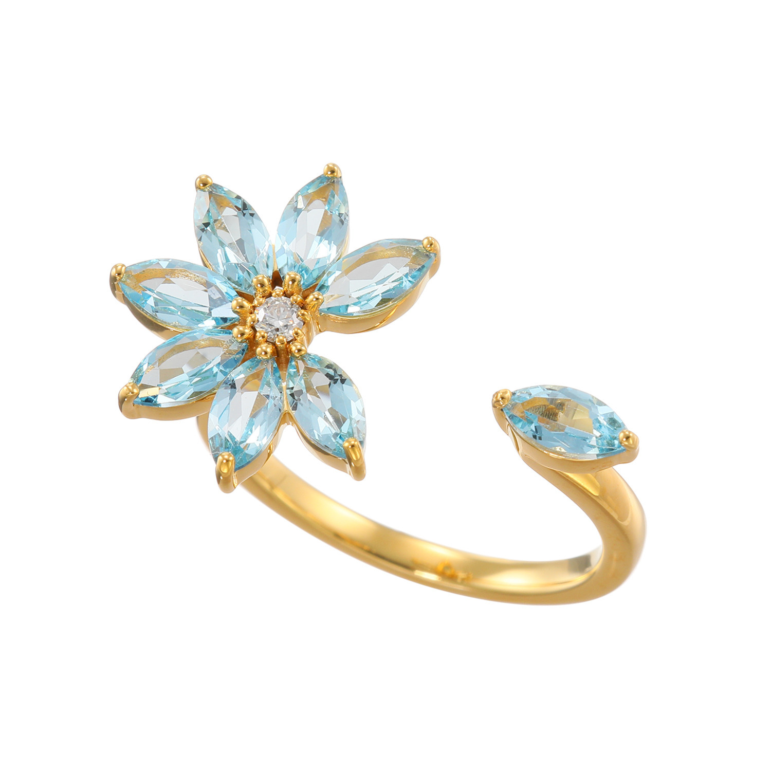 クランティーク シトリン＆モアサナイト 華やぎリーフリング