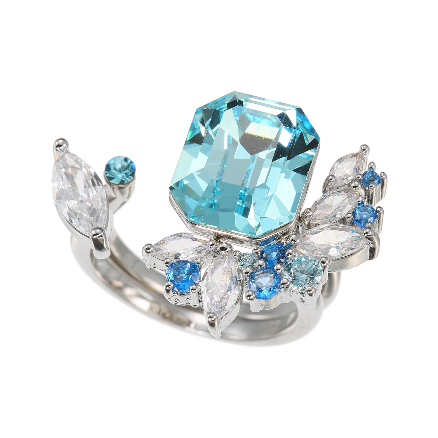 ユキコ　ハナイ プレシオサ社製 クリスタルガラス＆ＣＺ 華やかエレガントリング ２本セット