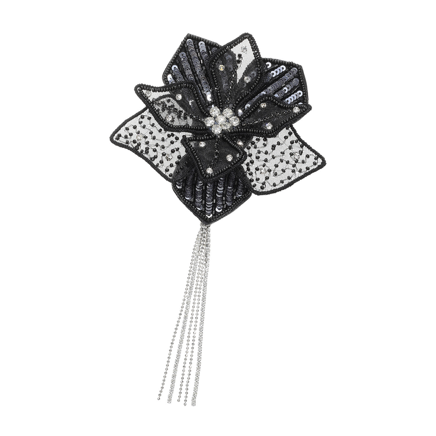 ユキコ　ハナイ エレガント スパンコールビジュウ フラワー マグネットブローチ