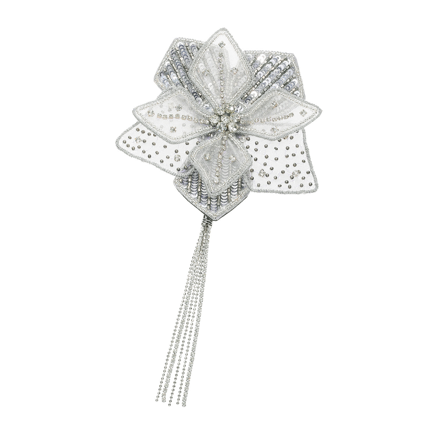 ユキコ　ハナイ エレガント スパンコールビジュウ フラワー マグネットブローチ